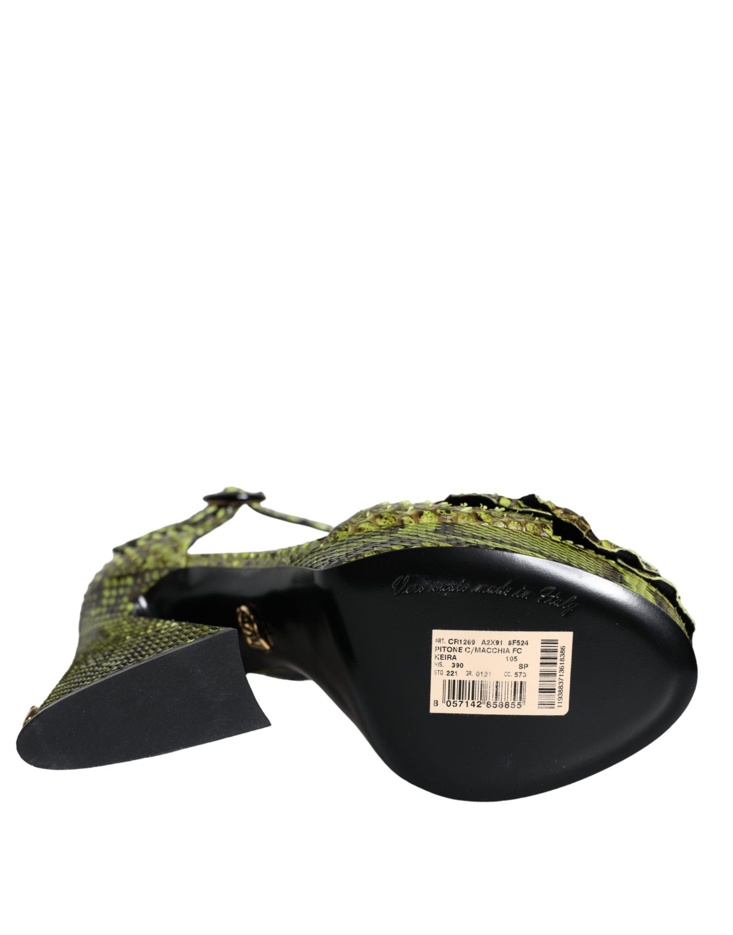 Dolce & Gabbana Sandalias de tacón con correa al tobillo de cuero exótico verde Zapatos