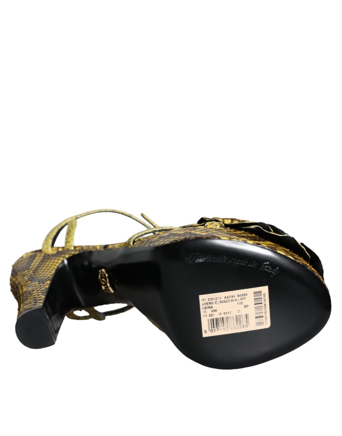 Dolce & Gabbana Sandalias de tacón con tira al tobillo de cuero exótico amarillo Zapatos