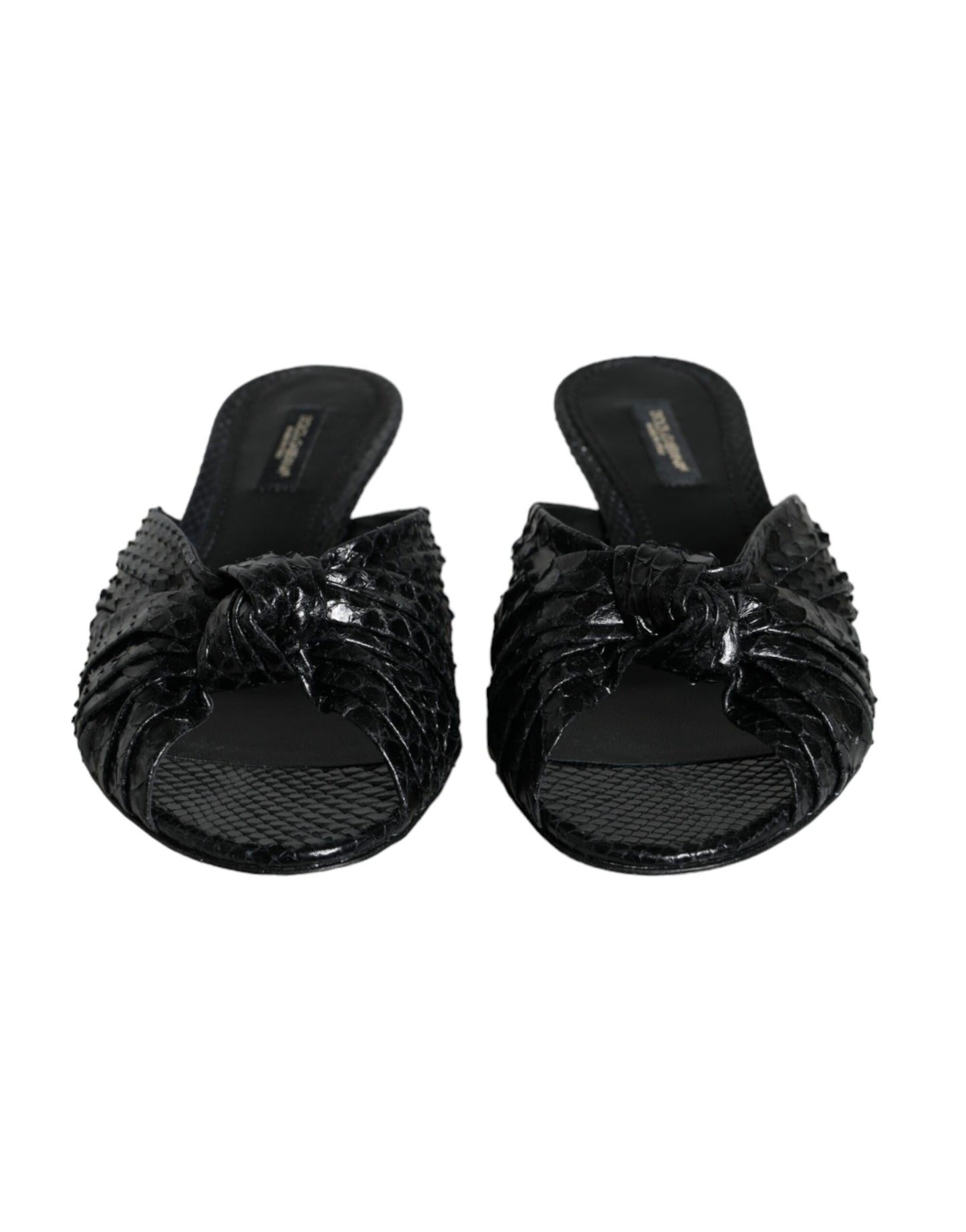 Dolce & Gabbana Tacones De Cuero Negro Diapositivas Sandalias Zapatos