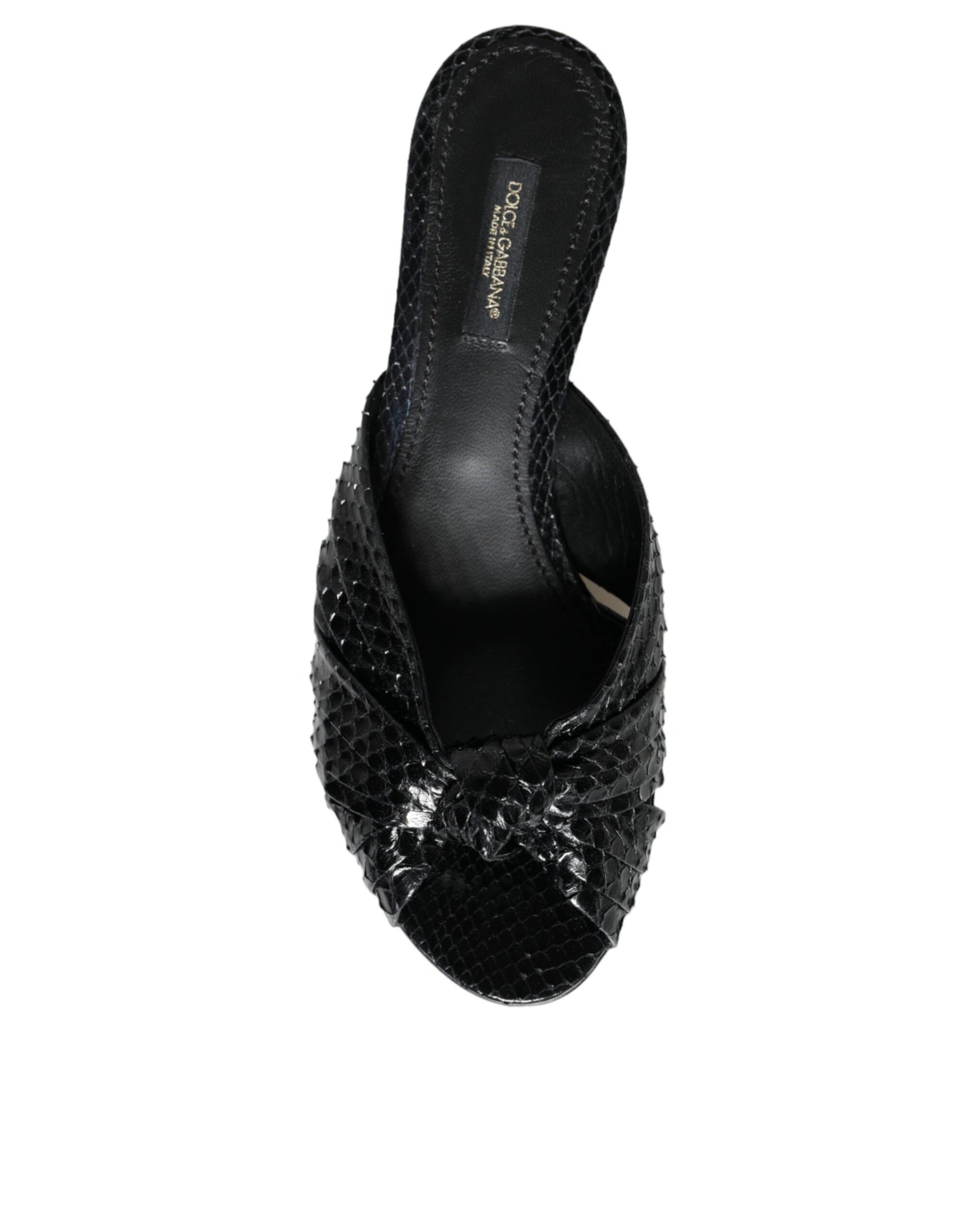 Dolce & Gabbana Tacones De Cuero Negro Diapositivas Sandalias Zapatos
