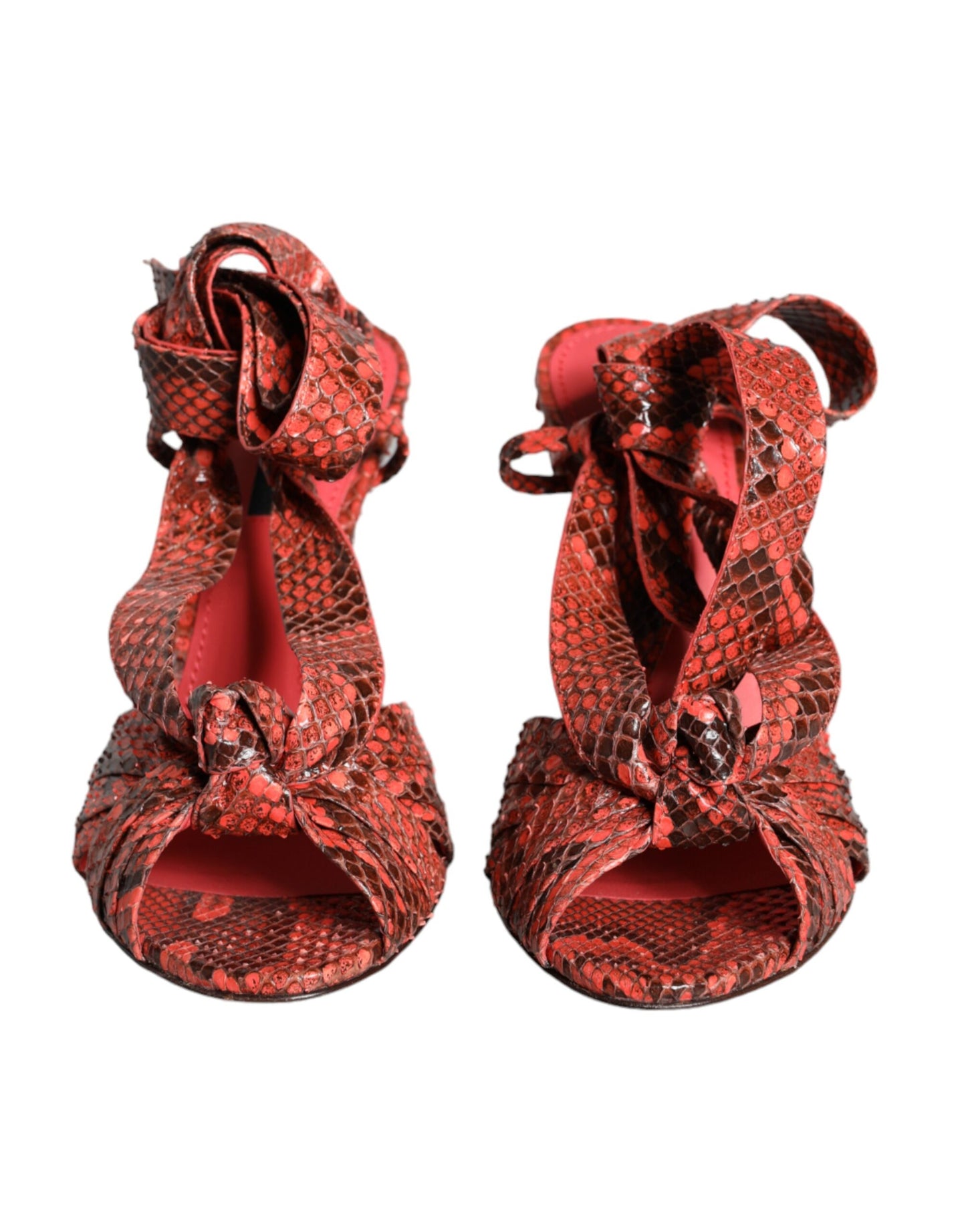 Dolce & Gabbana Sandalias De Tacón De Cuero Exótico Coral Zapatos