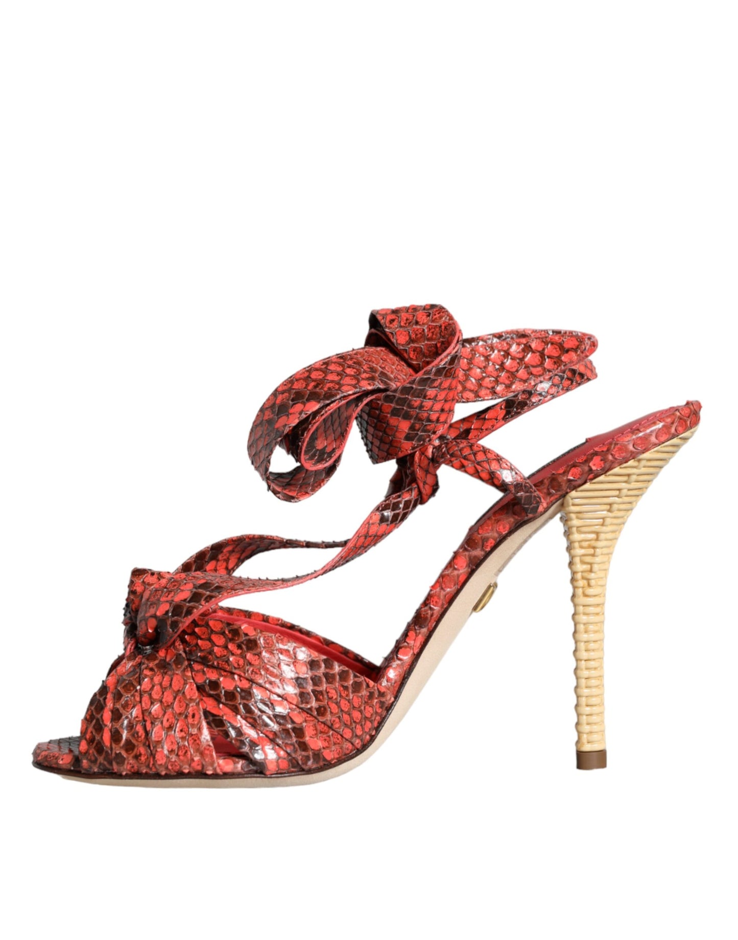 Dolce & Gabbana Sandalias De Tacón De Cuero Exótico Coral Zapatos