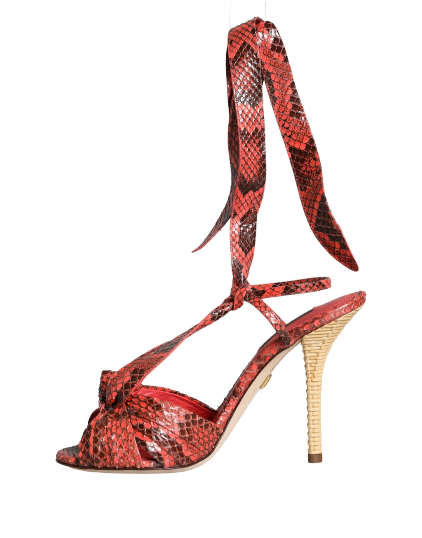 Dolce & Gabbana Sandalias De Tacón De Cuero Exótico Coral Zapatos