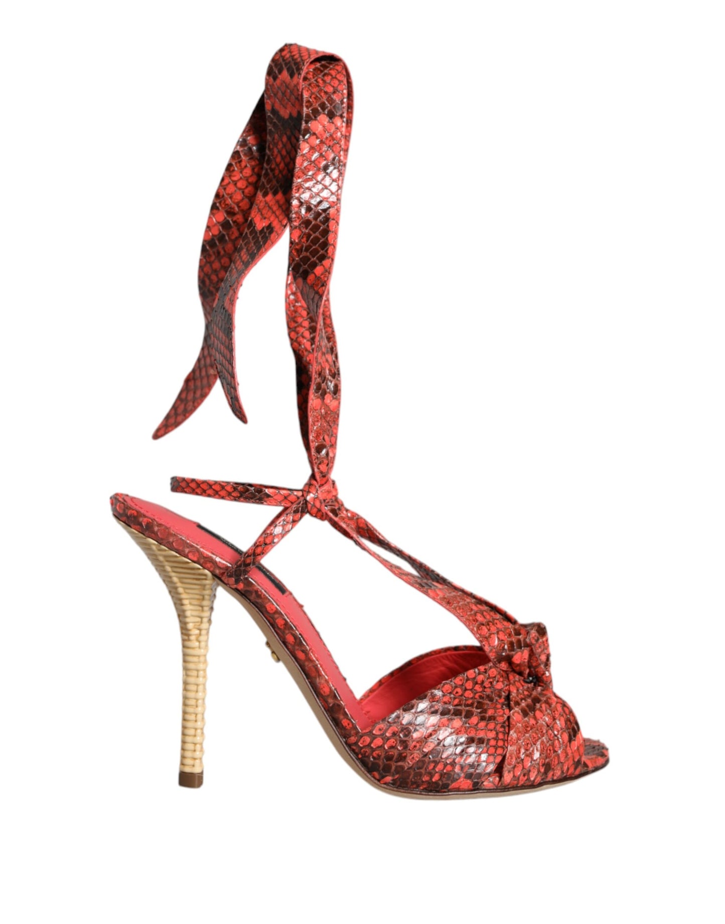 Dolce & Gabbana Sandalias De Tacón De Cuero Exótico Coral Zapatos