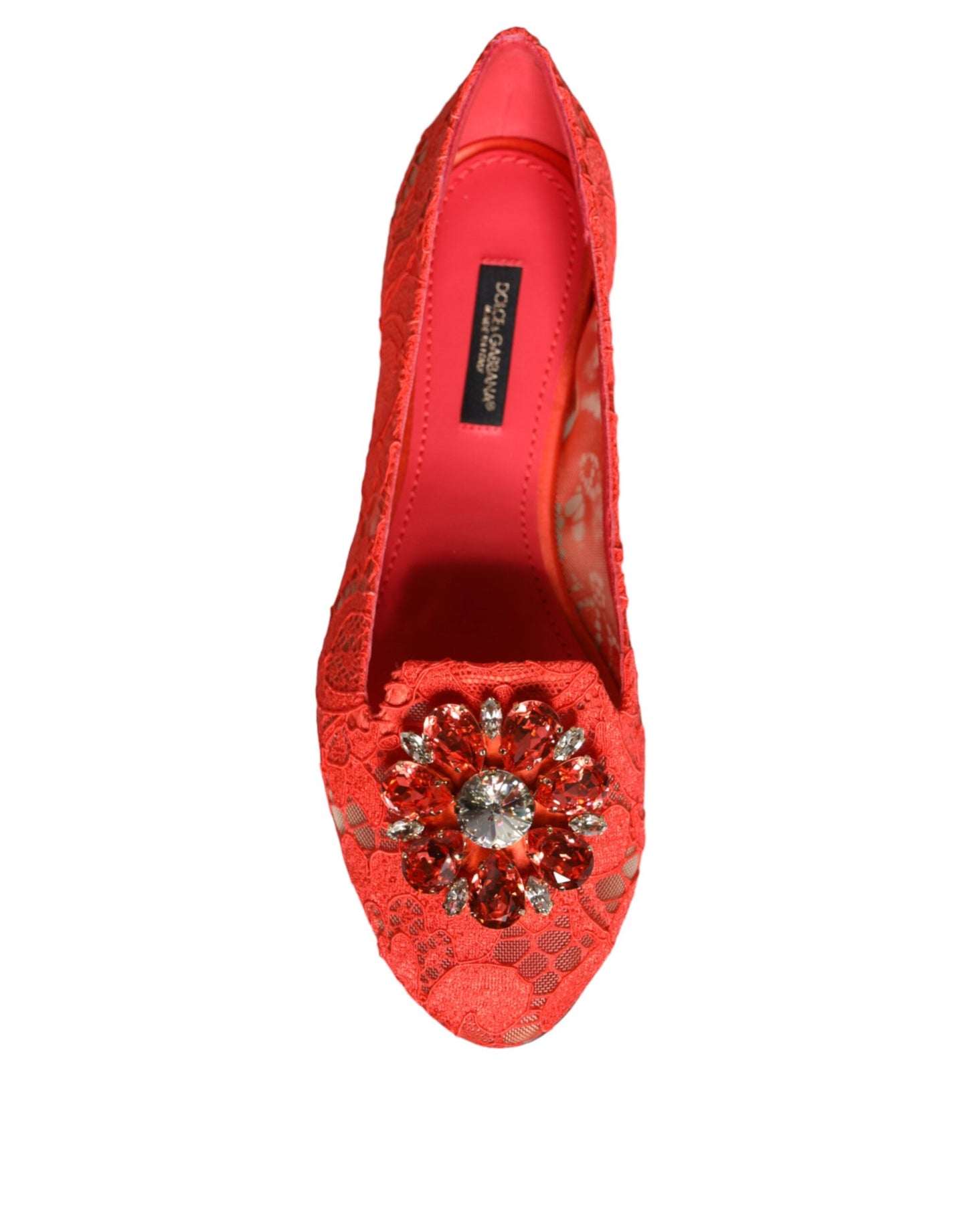Dolce & Gabbana Bailarinas con cristales y encaje coral Mocasines Zapatos