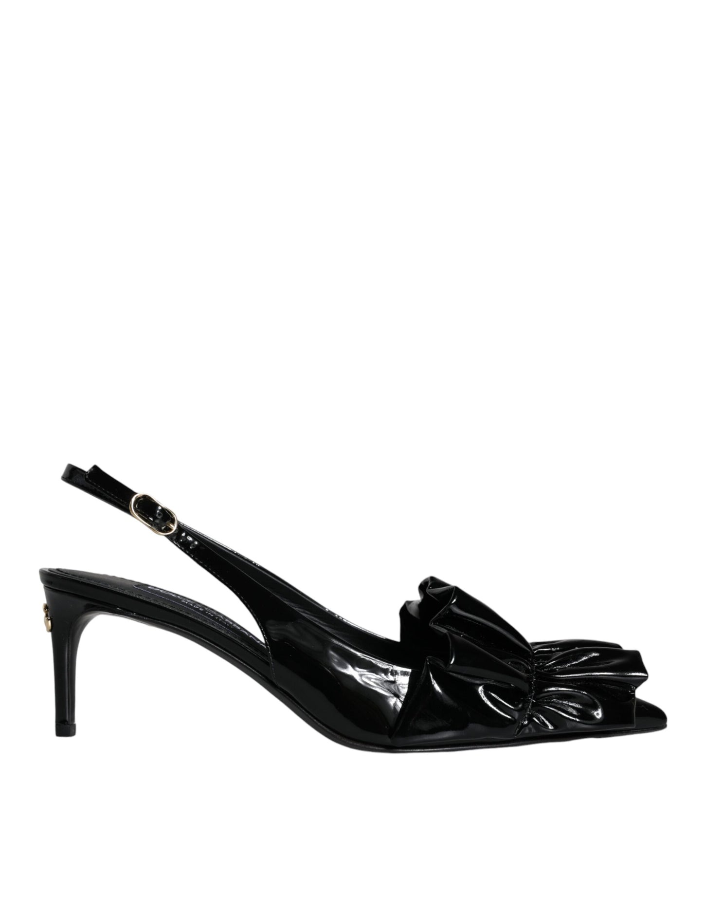 Dolce & Gabbana Zapatos de tacón de charol negro con tira trasera