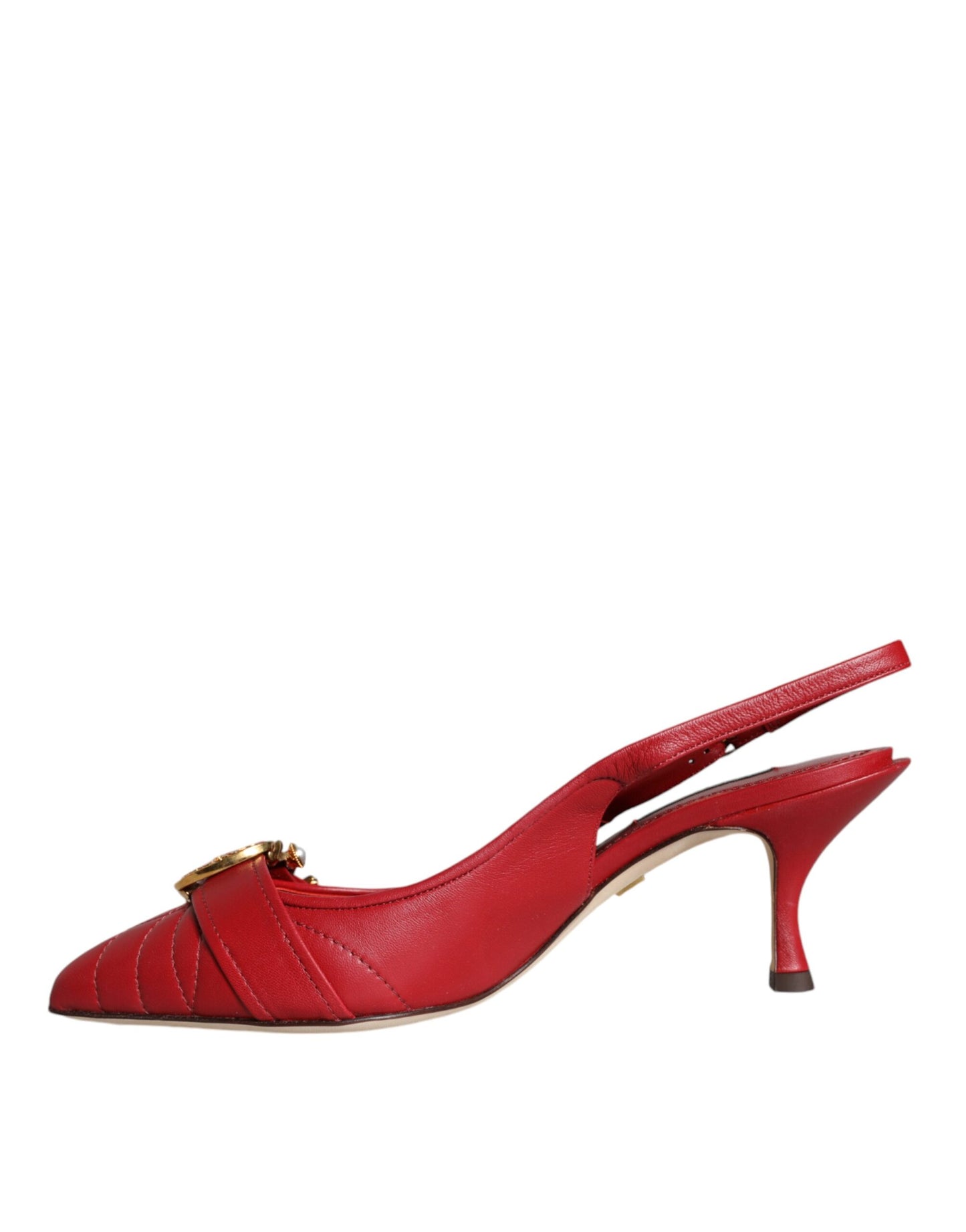 Dolce & Gabbana Zapatos de tacón de cuero rojos Devotion con tira trasera