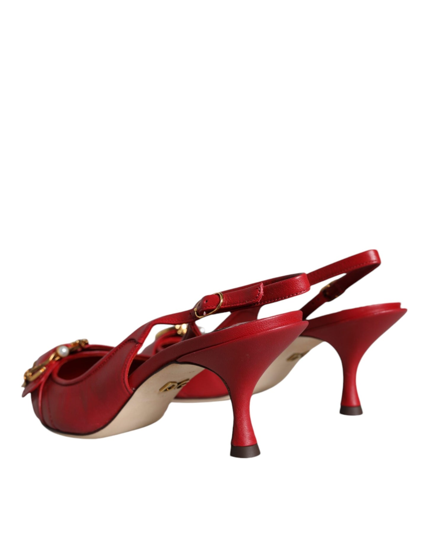 Dolce & Gabbana Zapatos de tacón de cuero rojos Devotion con tira trasera