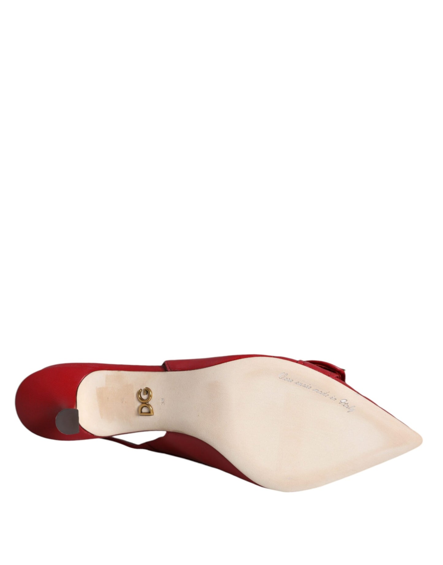 Dolce & Gabbana Zapatos de tacón de cuero rojos Devotion con tira trasera