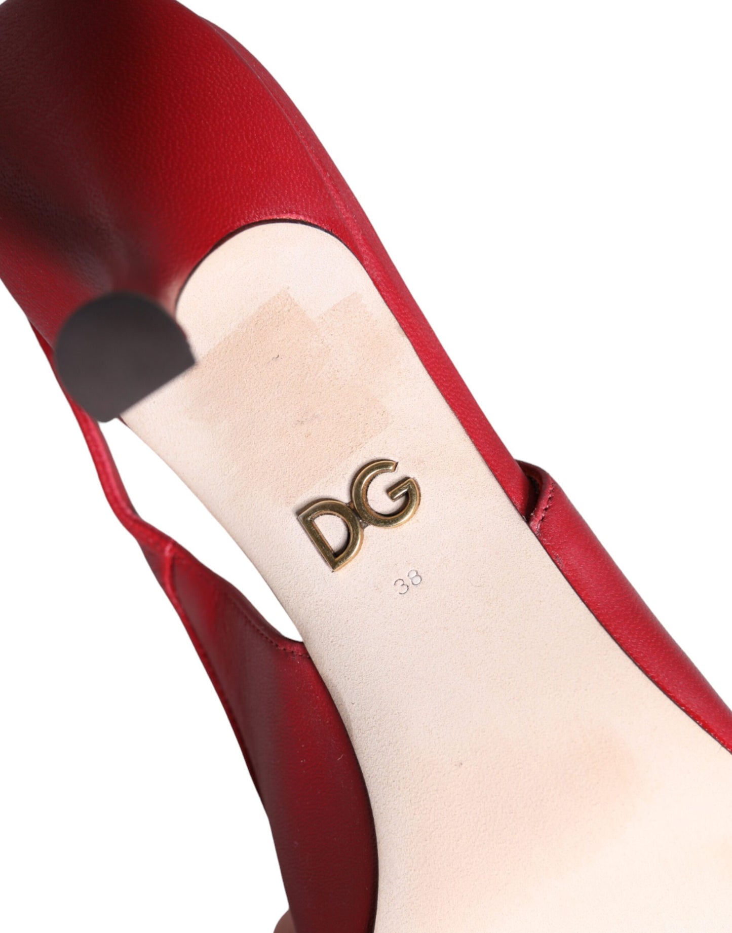 Dolce & Gabbana Zapatos de tacón de cuero rojos Devotion con tira trasera