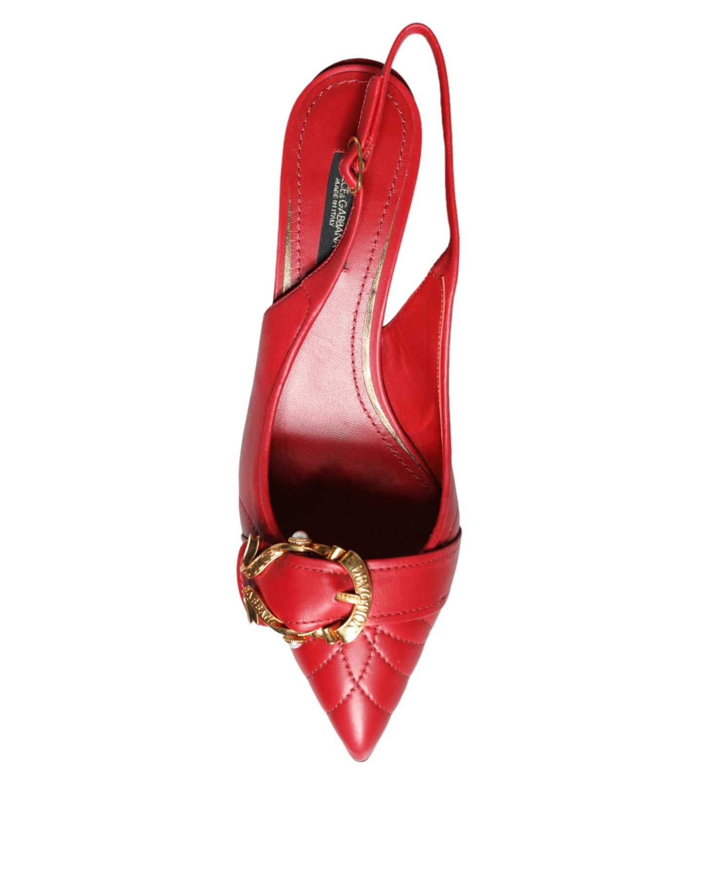 Dolce & Gabbana Zapatos de tacón de cuero rojos Devotion con tira trasera