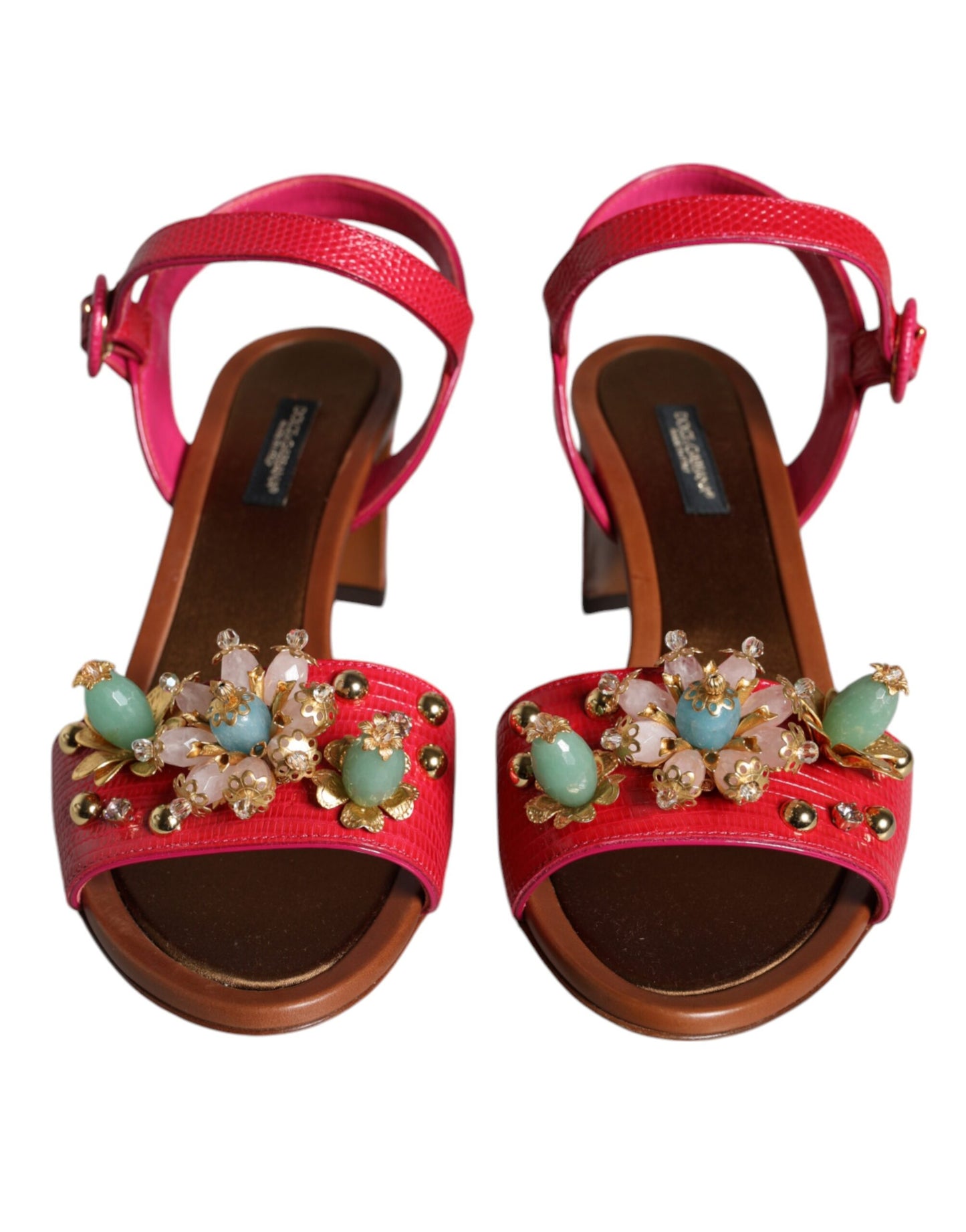 Dolce & Gabbana Sandalias Keira con adornos de cuero fucsia Zapatos
