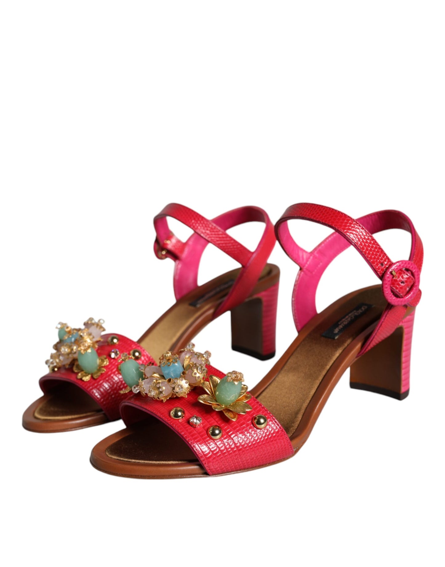 Dolce & Gabbana Sandalias Keira con adornos de cuero fucsia Zapatos
