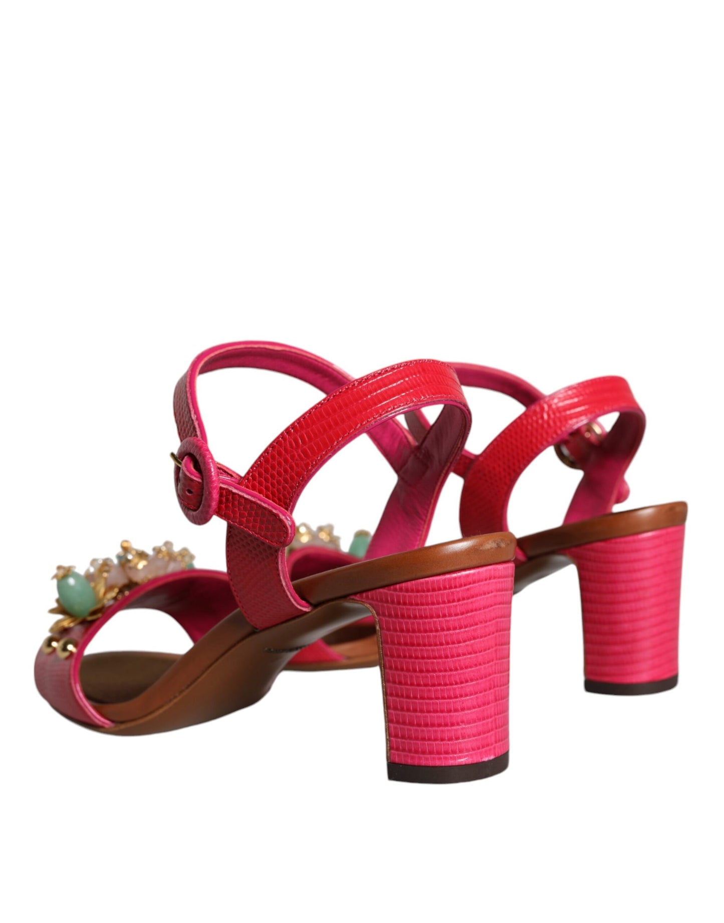 Dolce & Gabbana Sandalias Keira con adornos de cuero fucsia Zapatos
