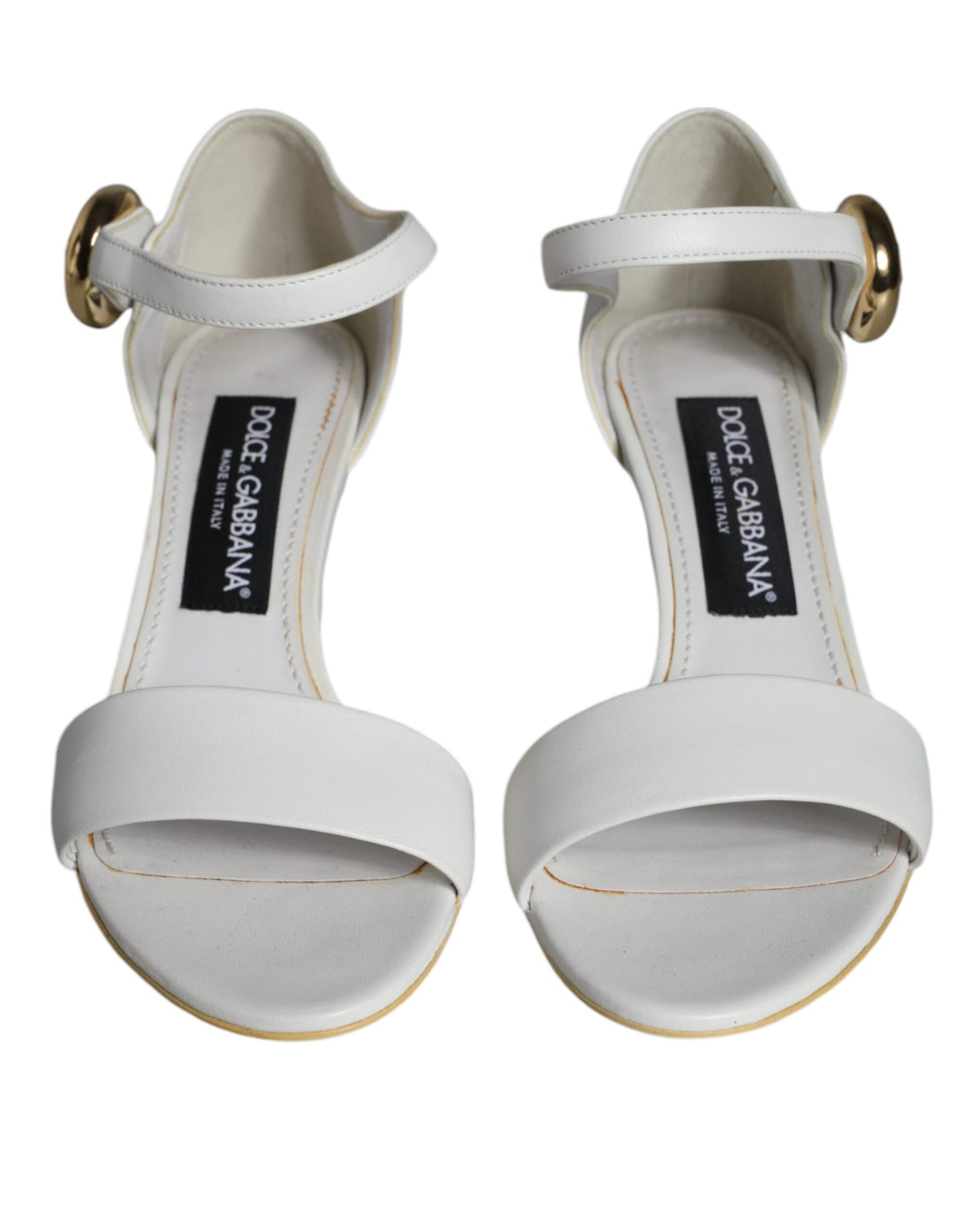 Dolce & Gabbana Tacones de cuero blanco Keira Sandalias Zapatos