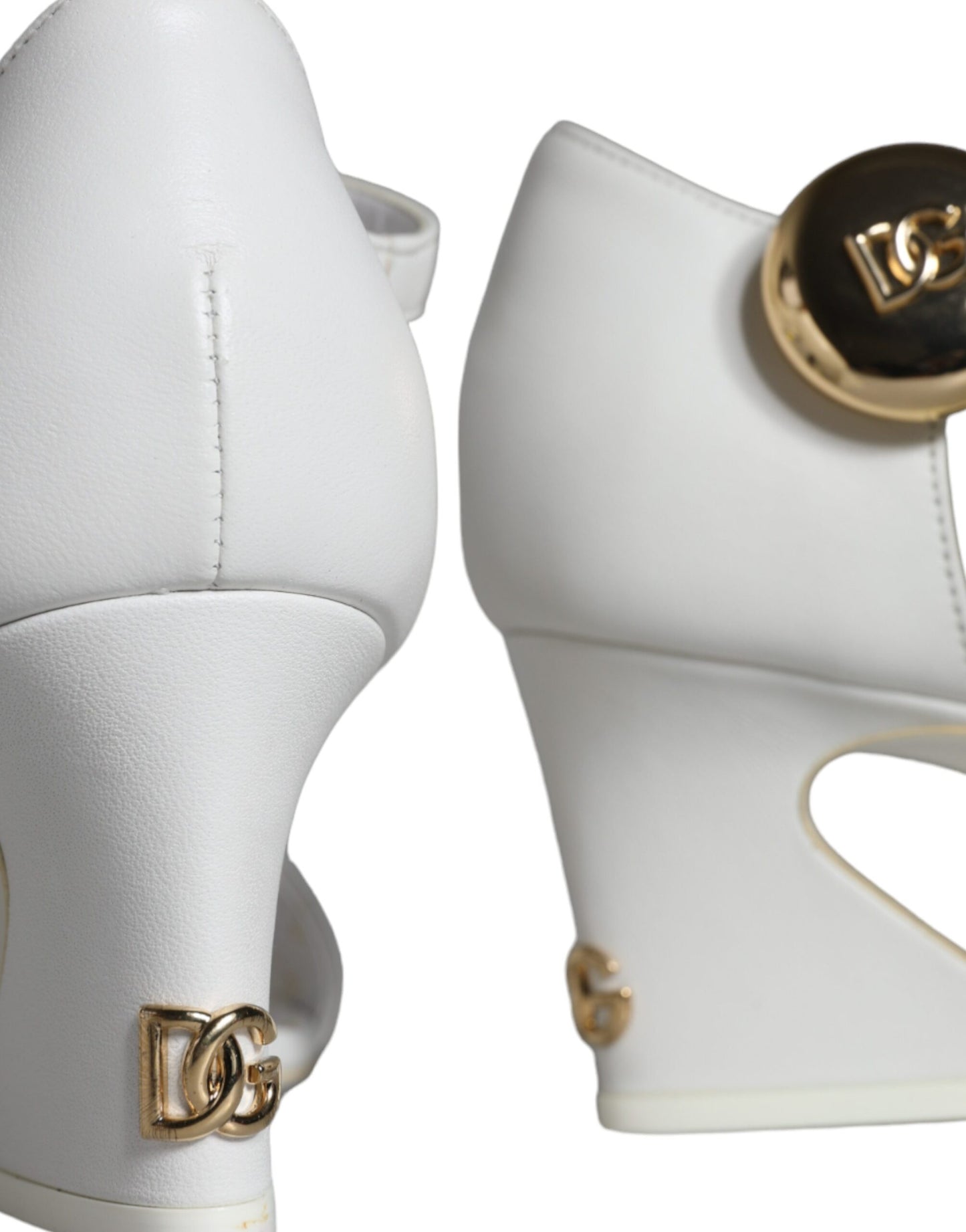 Dolce & Gabbana Tacones de cuero blanco Keira Sandalias Zapatos