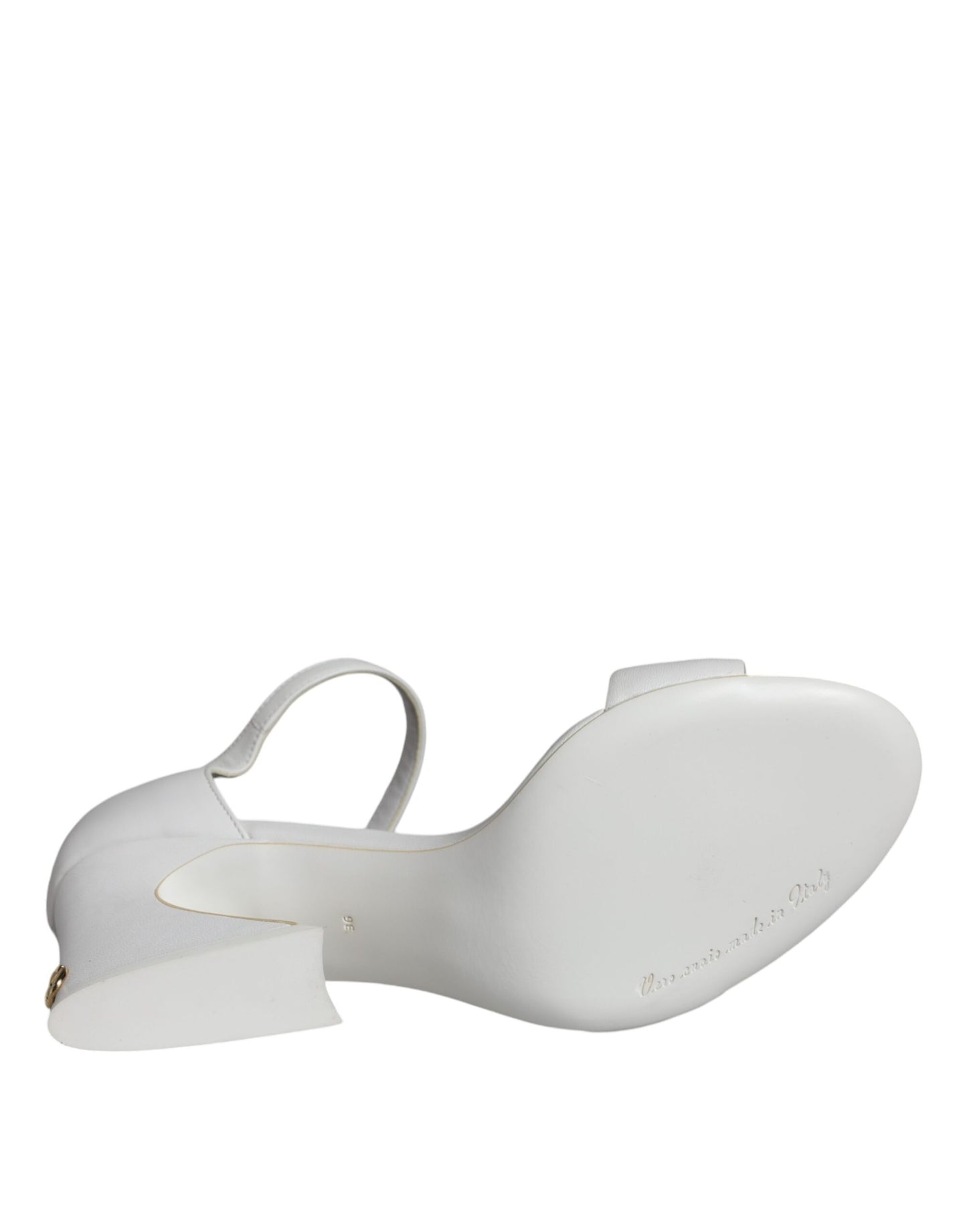 Dolce & Gabbana Tacones de cuero blanco Keira Sandalias Zapatos