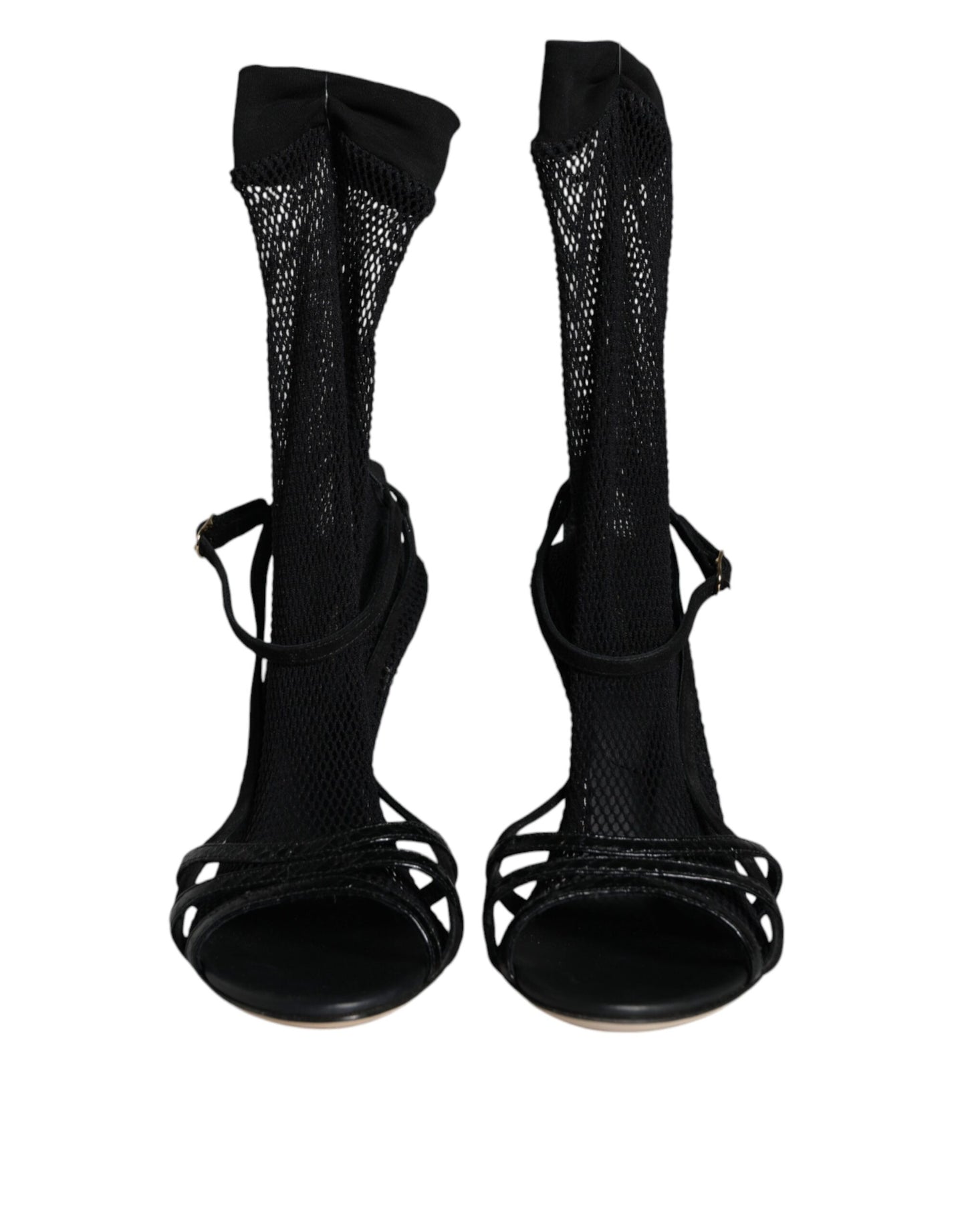 Dolce & Gabbana Sandalias con tacón de aguja de malla negra Zapatos