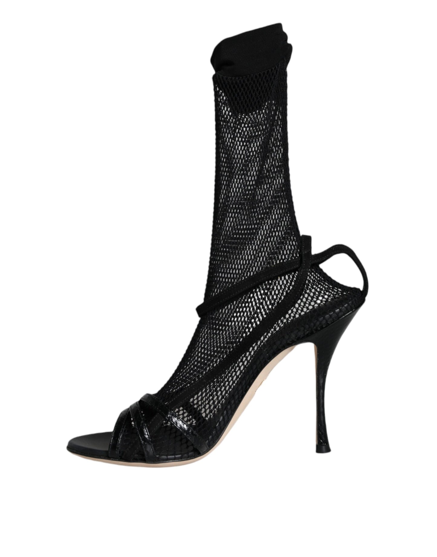 Dolce & Gabbana Sandalias con tacón de aguja de malla negra Zapatos