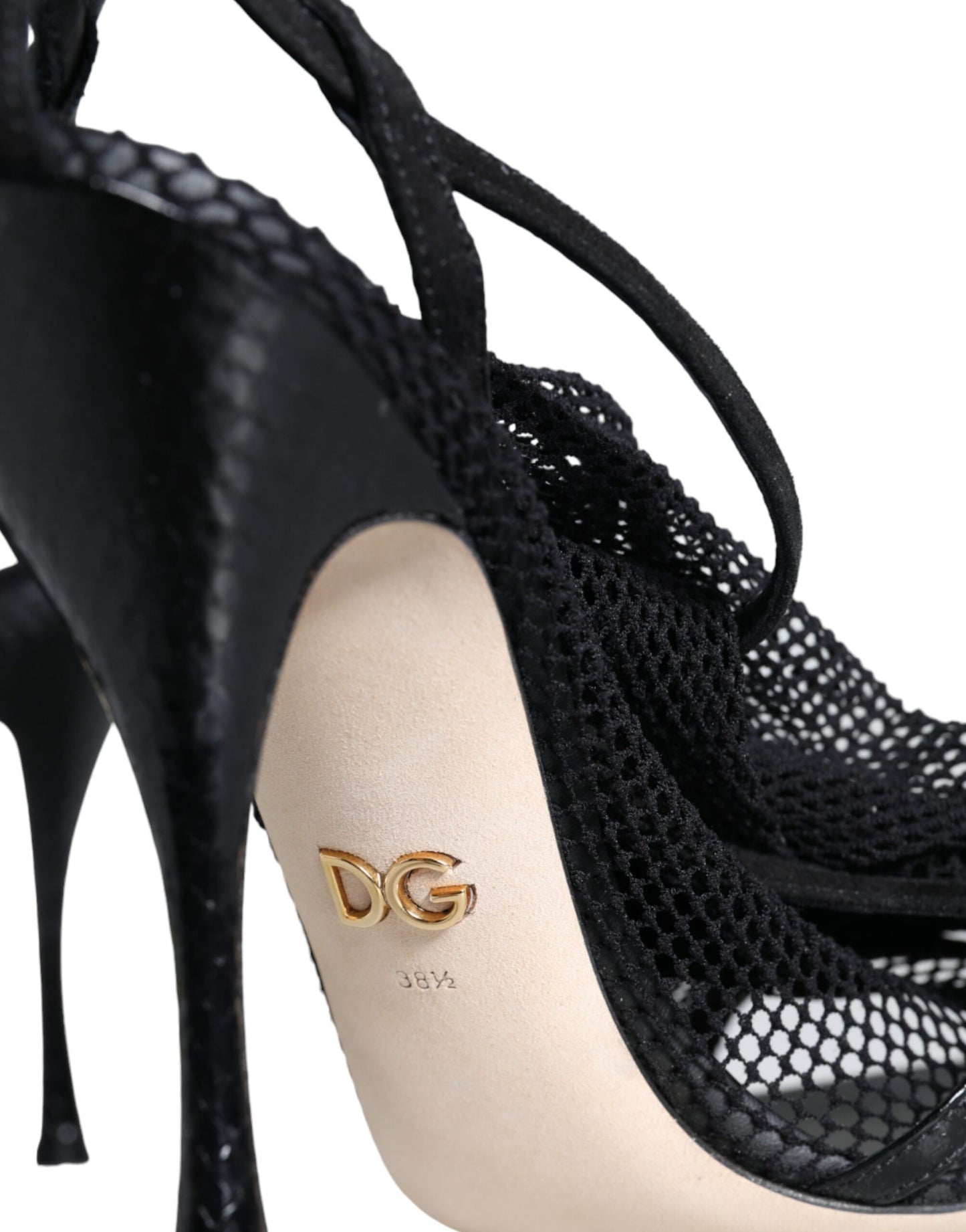 Dolce & Gabbana Sandalias con tacón de aguja de malla negra Zapatos