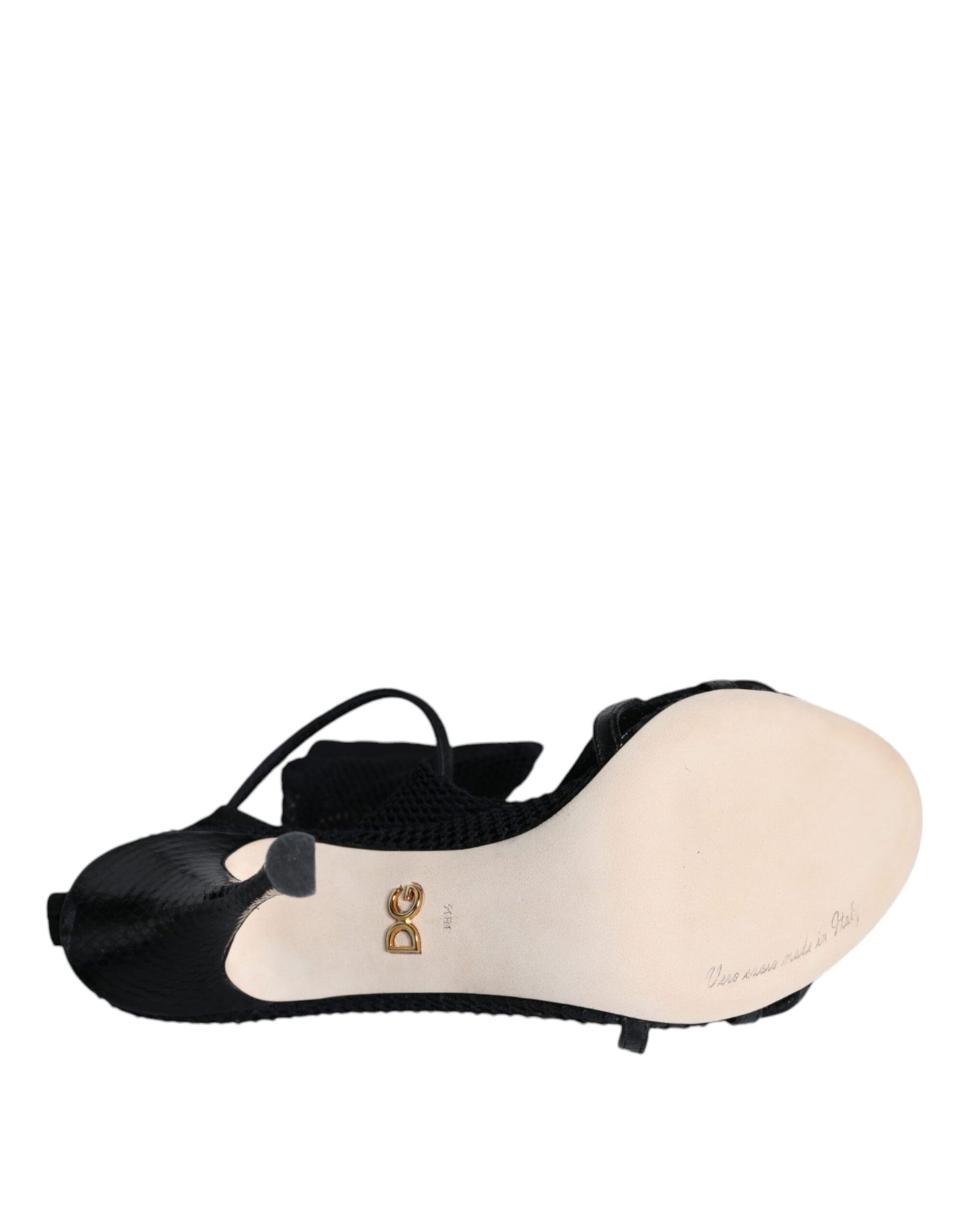 Dolce & Gabbana Sandalias con tacón de aguja de malla negra Zapatos
