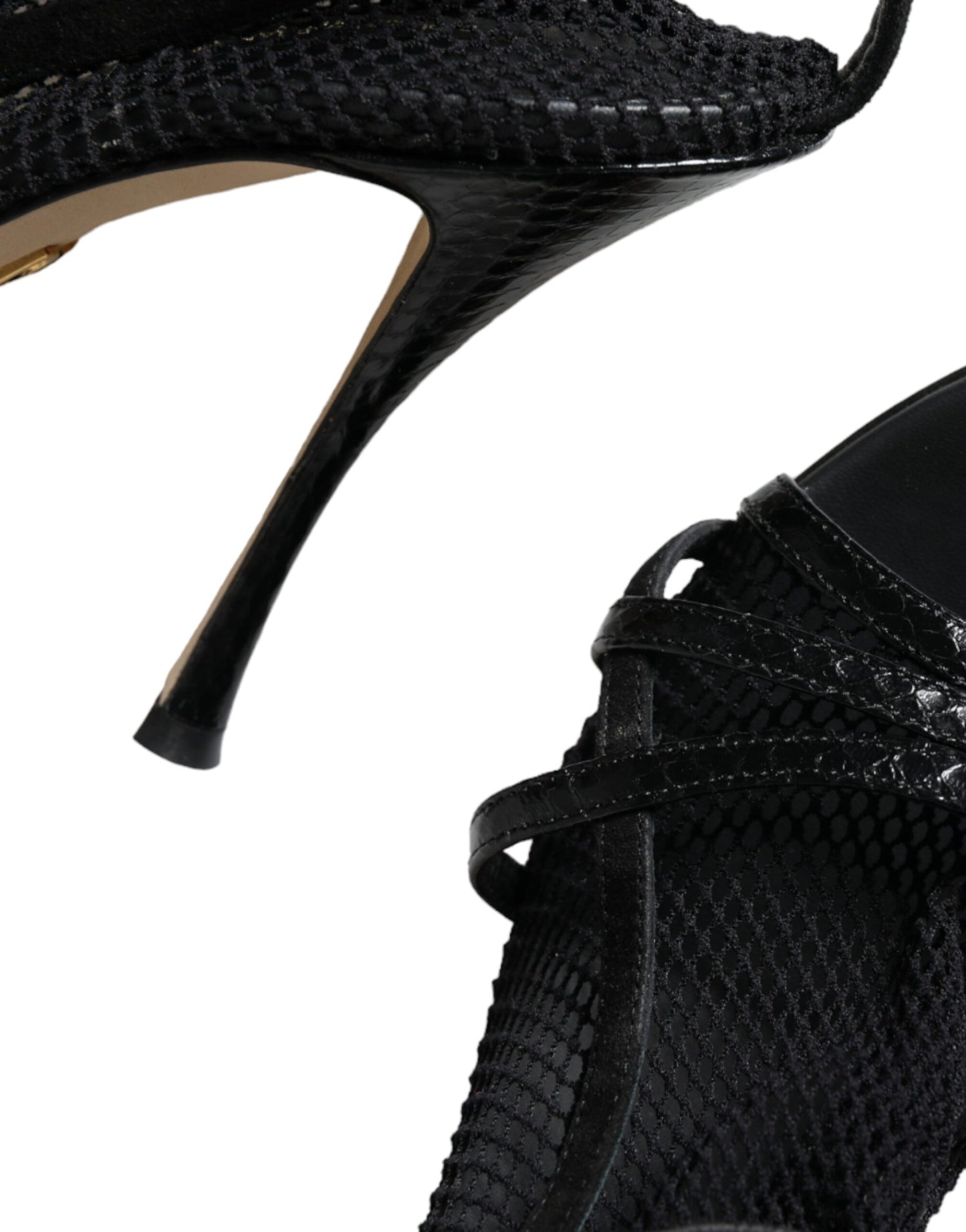 Dolce & Gabbana Sandalias con tacón de aguja de malla negra Zapatos