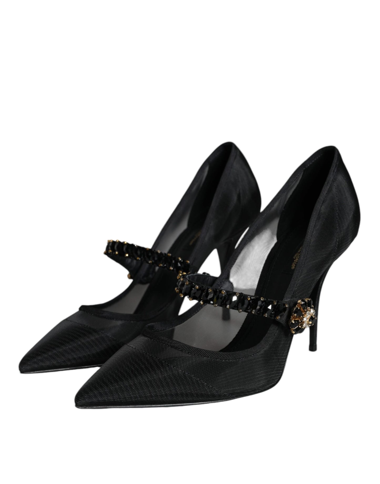 Dolce & Gabbana Black Mesh Mary Jane Crystal Heel Pumps Shoes – EU39/US8.5 par Dolce & Gabbana | Disponible sur Sandy Store ByNet