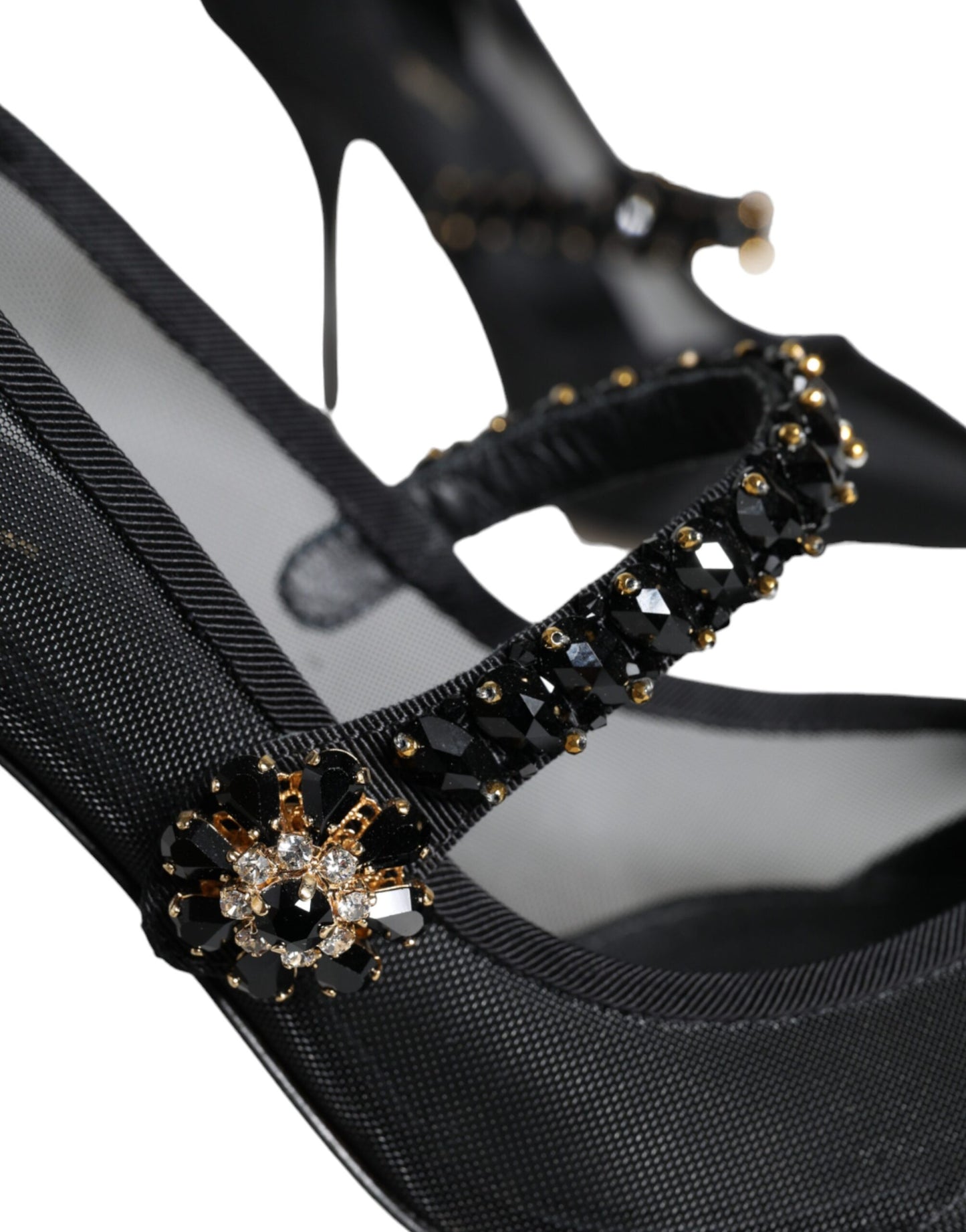 Dolce & Gabbana Black Mesh Mary Jane Crystal Heel Pumps Shoes – EU39/US8.5 par Dolce & Gabbana | Disponible sur Sandy Store ByNet