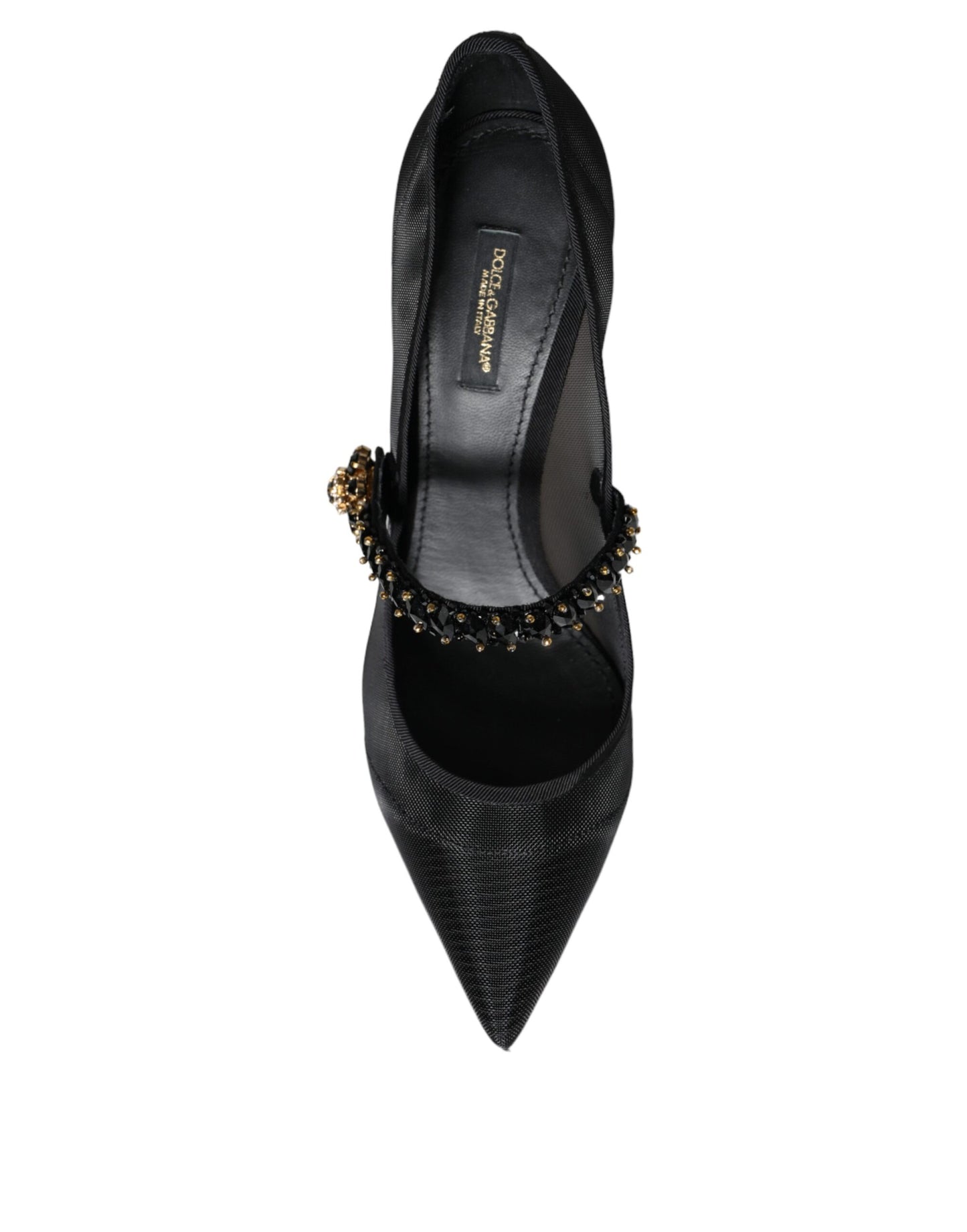 Dolce & Gabbana Black Mesh Mary Jane Crystal Heel Pumps Shoes – EU39/US8.5 par Dolce & Gabbana | Disponible sur Sandy Store ByNet
