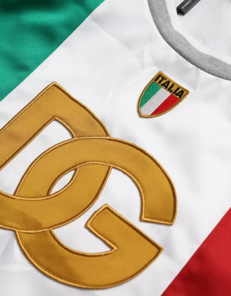 Dolce & Gabbana Camiseta sin mangas blanca y verde con bandera italiana Basket