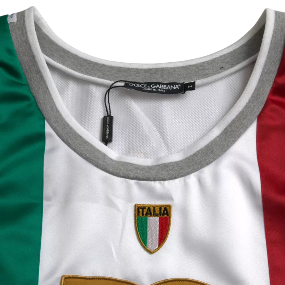 Dolce & Gabbana Camiseta sin mangas blanca y verde con bandera italiana Basket