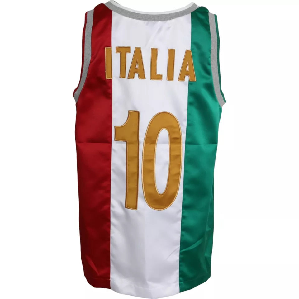 Dolce & Gabbana Camiseta sin mangas blanca y verde con bandera italiana Basket
