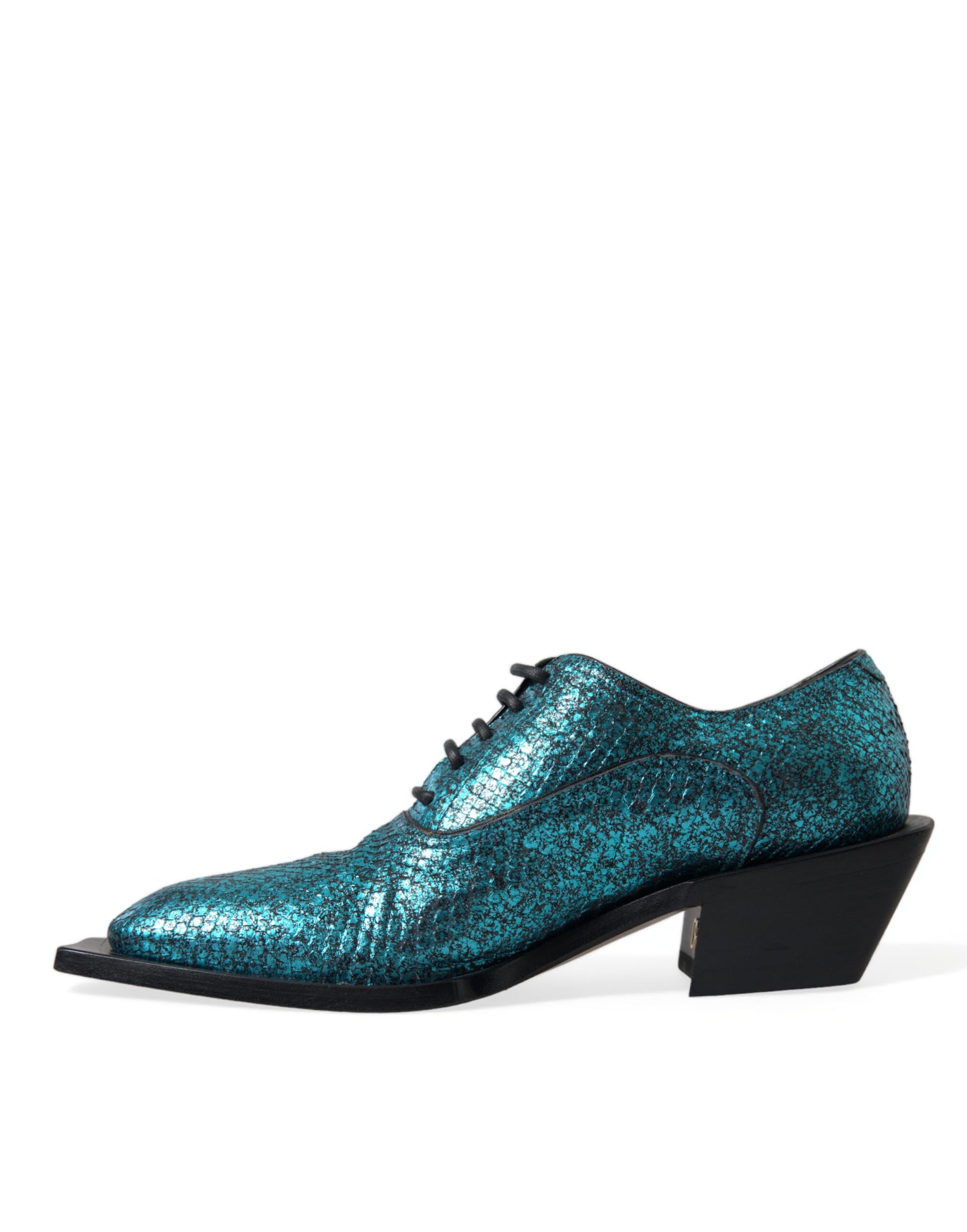 Dolce & Gabbana Zapatos de vestir con tacón en bloque Derby de cuero azul