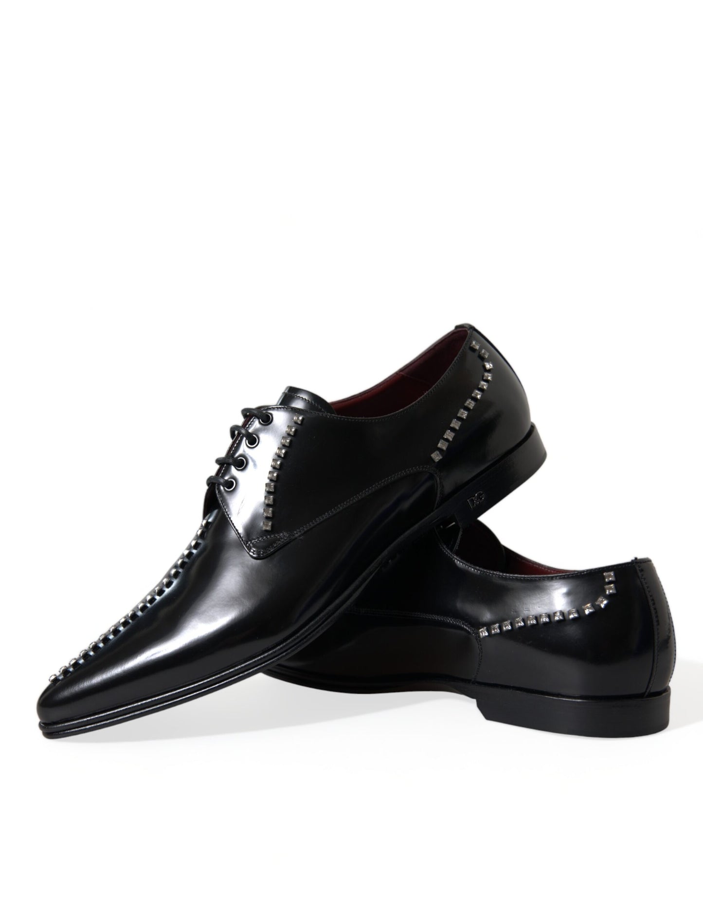 Dolce & Gabbana Zapatos formales de vestir con cristales de cuero negro