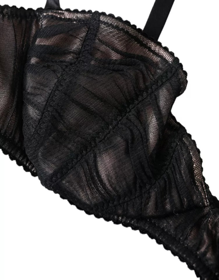 Soutien-gorge balconnet en soie stretch noire Dolce & Gabbana pour femme