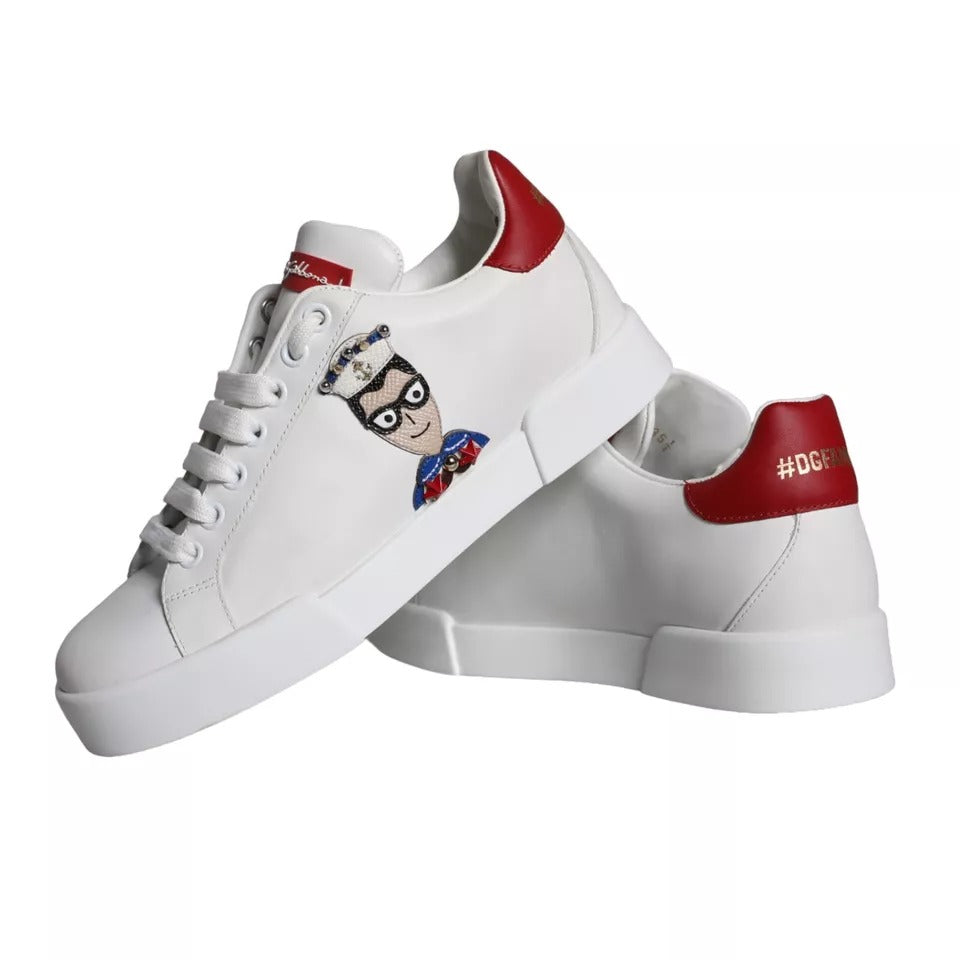Dolce & Gabbana Zapatillas Portofino De Napa De Piel De Becerro Con Parche Blanco Zapatos