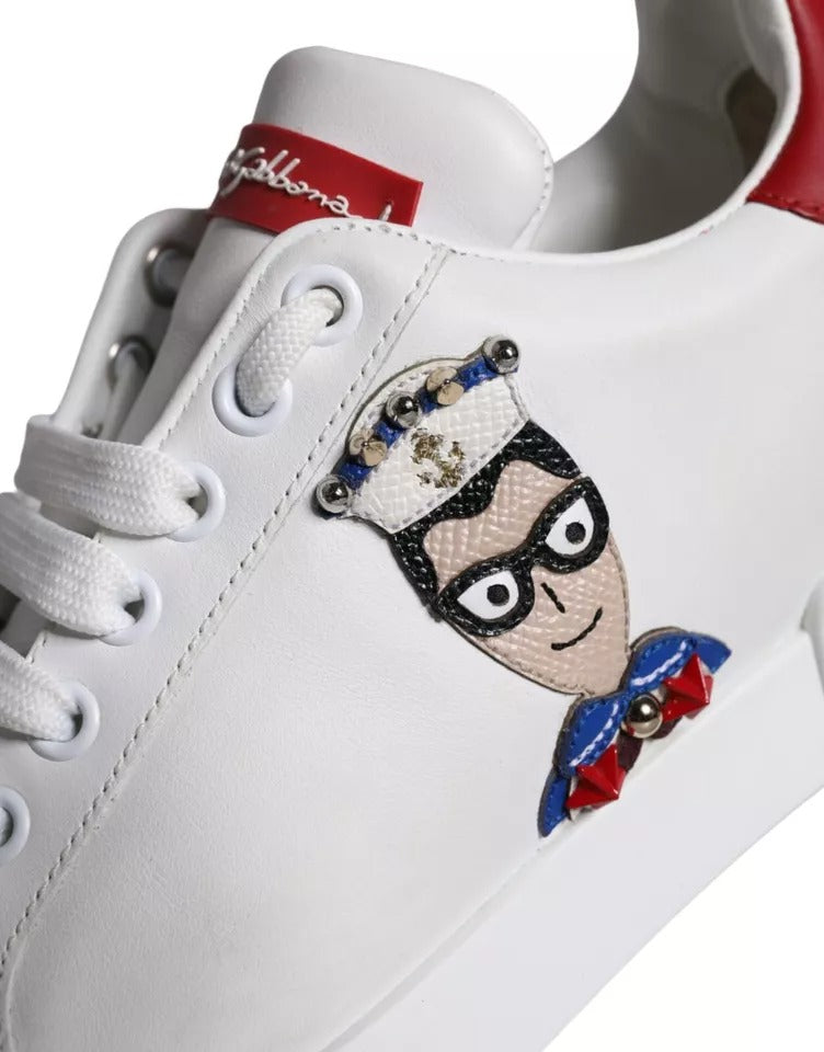Dolce & Gabbana Zapatillas Portofino De Napa De Piel De Becerro Con Parche Blanco Zapatos
