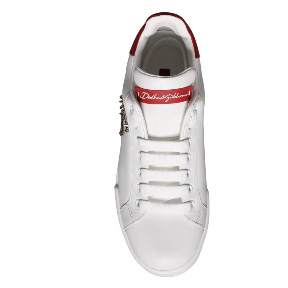 Dolce & Gabbana Zapatillas Portofino De Napa De Piel De Becerro Con Parche Blanco Zapatos