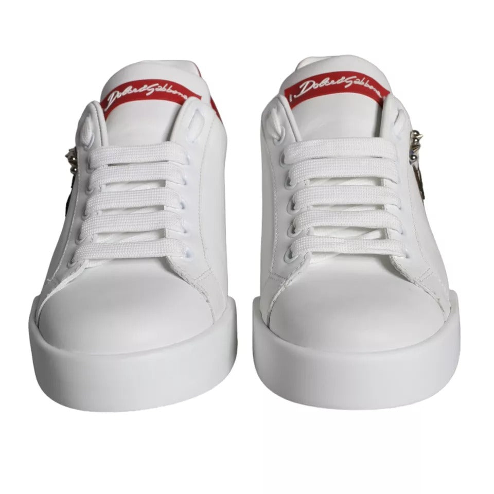 Dolce & Gabbana Zapatillas Portofino De Napa De Piel De Becerro Con Parche Blanco Zapatos