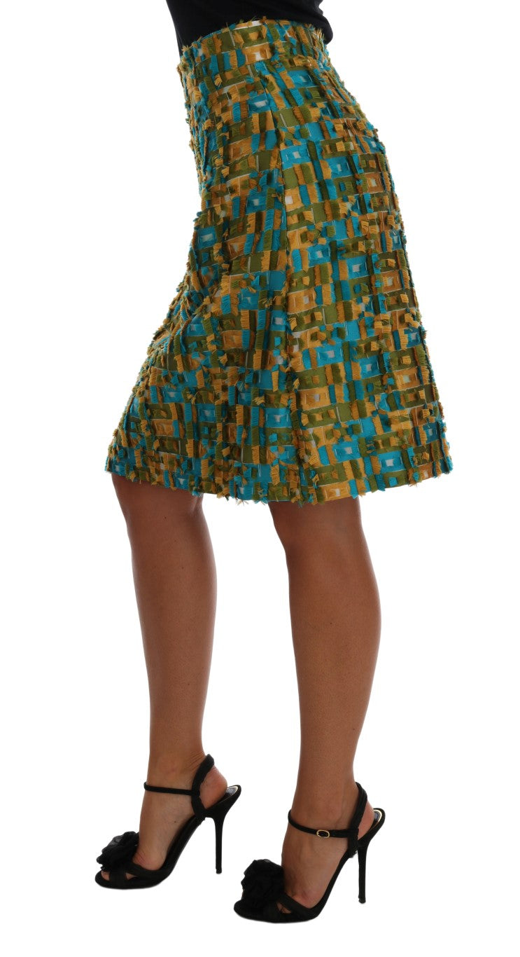 Dolce & Gabbana Elegante falda de cintura alta en jacquard verde