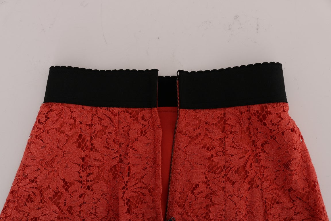 Dolce & Gabbana Falda tubo de encaje macramé naranja
