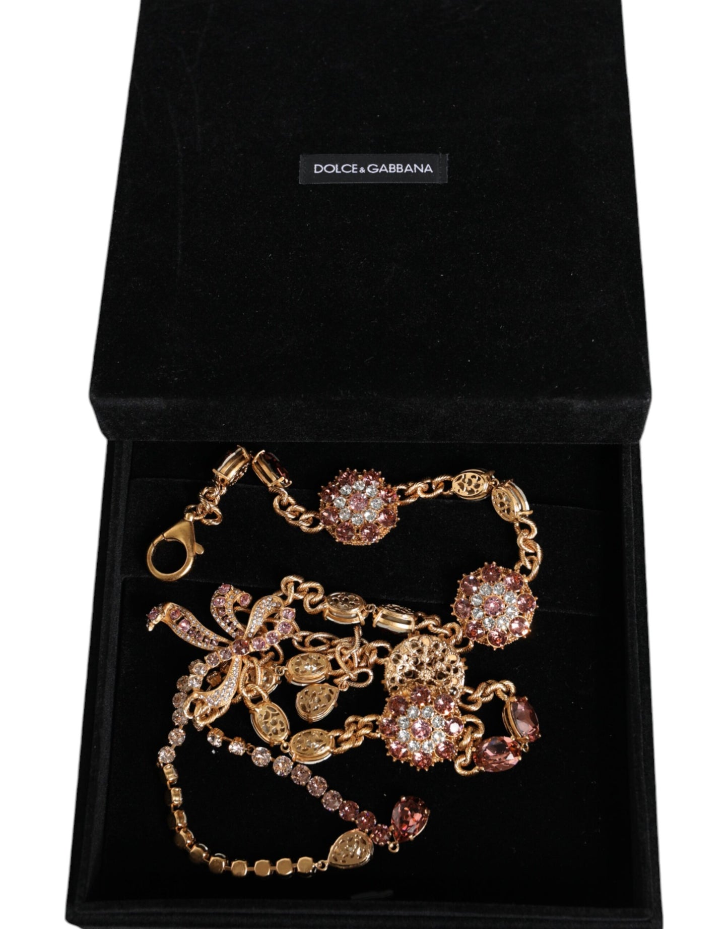 Dolce & Gabbana Cinturón con cadena para cintura con adornos de cristales de latón en tono dorado