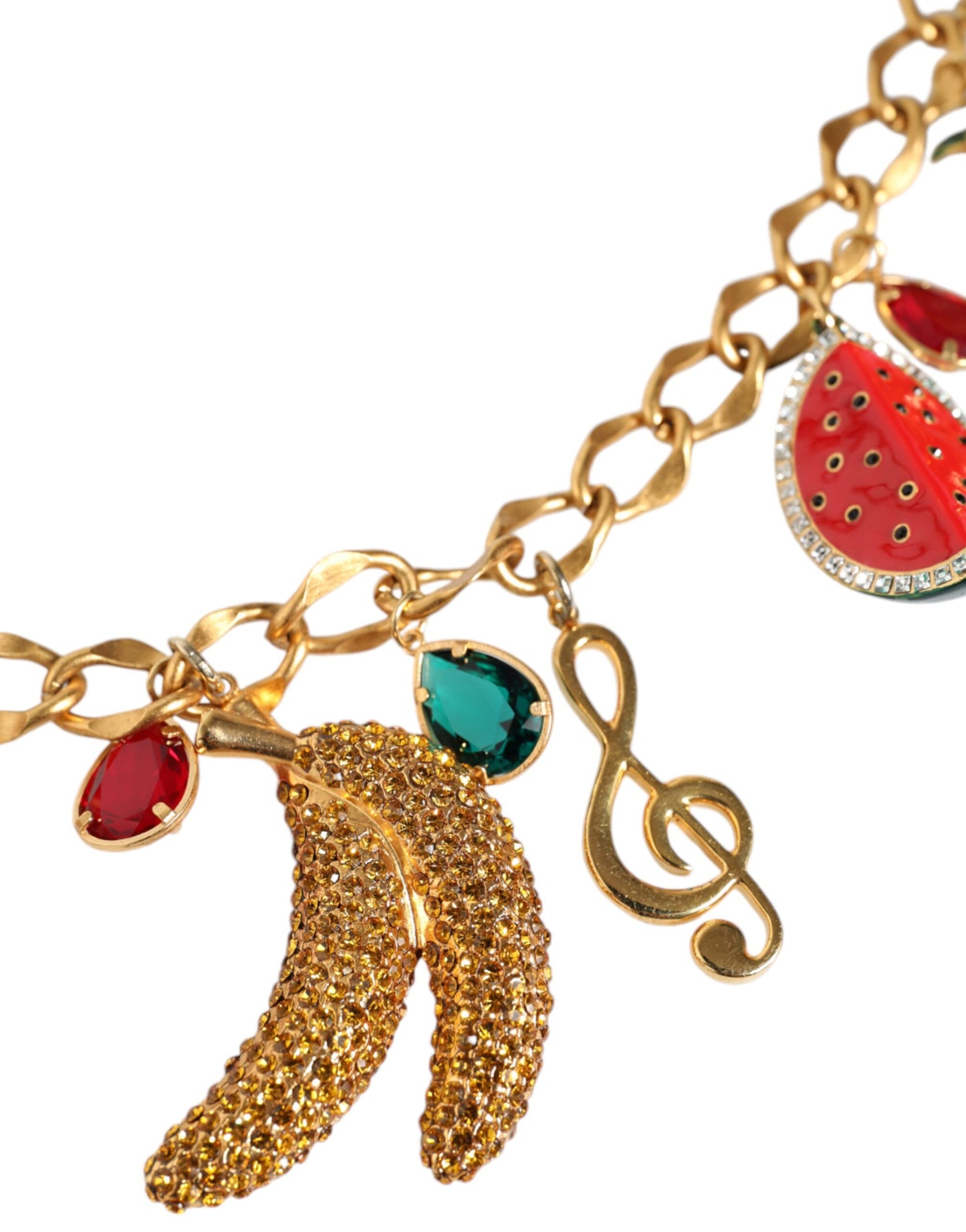 Ceinture chaîne Dolce & Gabbana en laiton doré ornée de cristaux fruités
