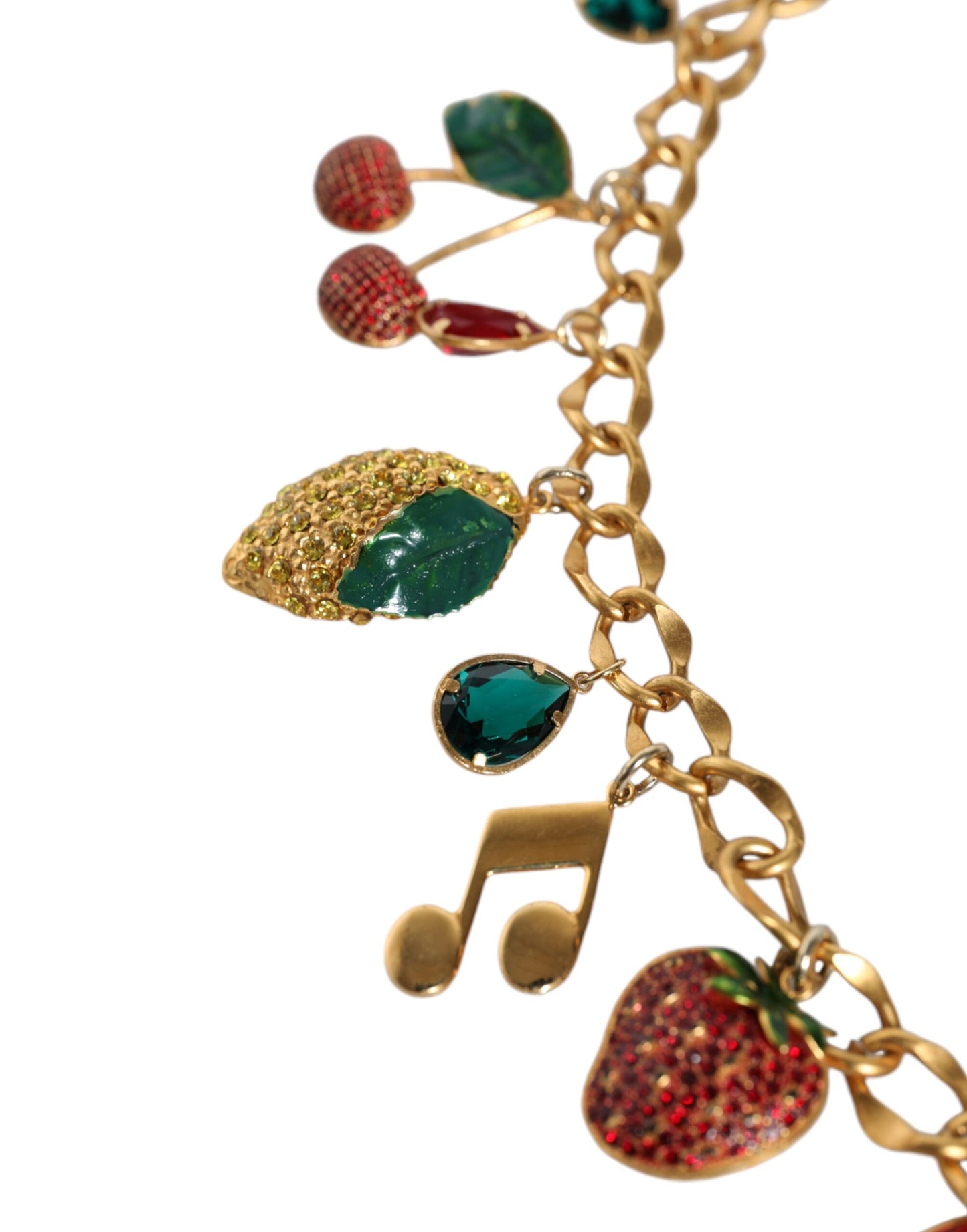Ceinture chaîne Dolce & Gabbana en laiton doré ornée de cristaux fruités