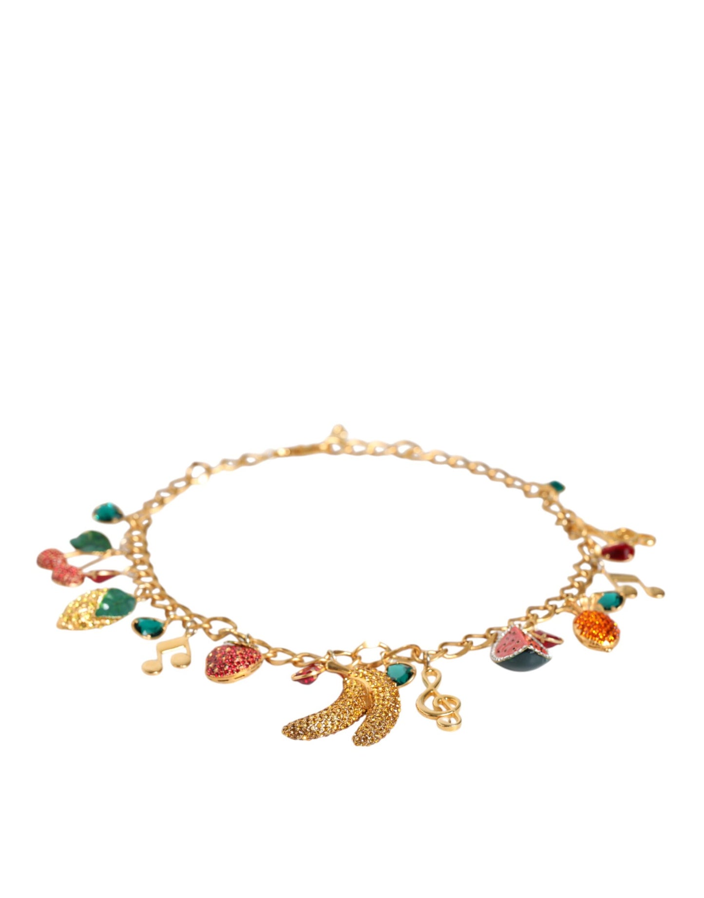 Ceinture chaîne Dolce & Gabbana en laiton doré ornée de cristaux fruités