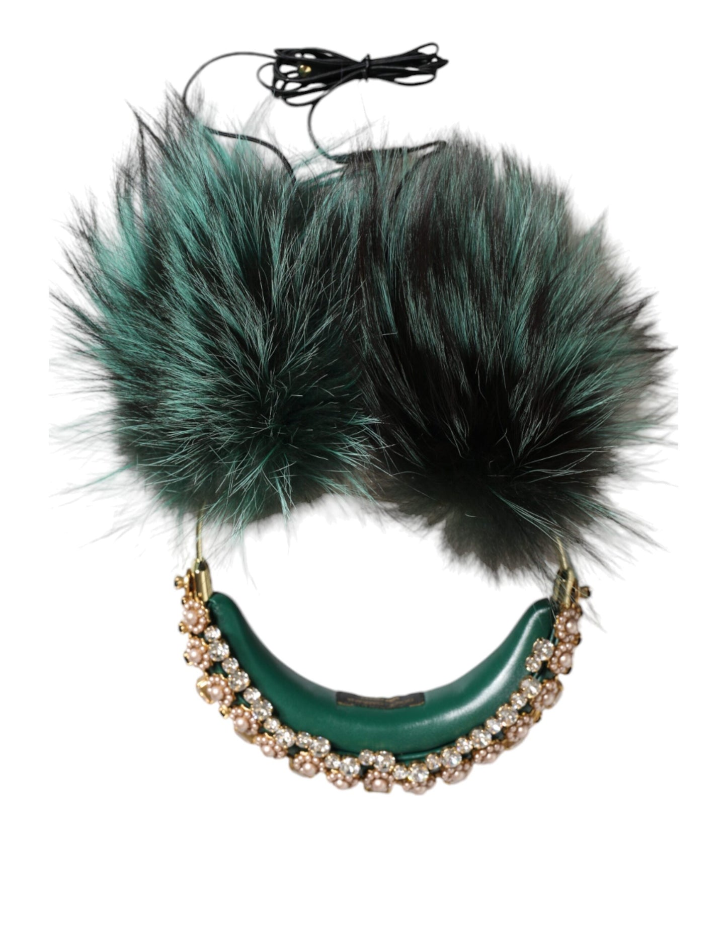 Dolce & Gabbana Auriculares de piel de cristal dorado verde Audio AUX Auriculares