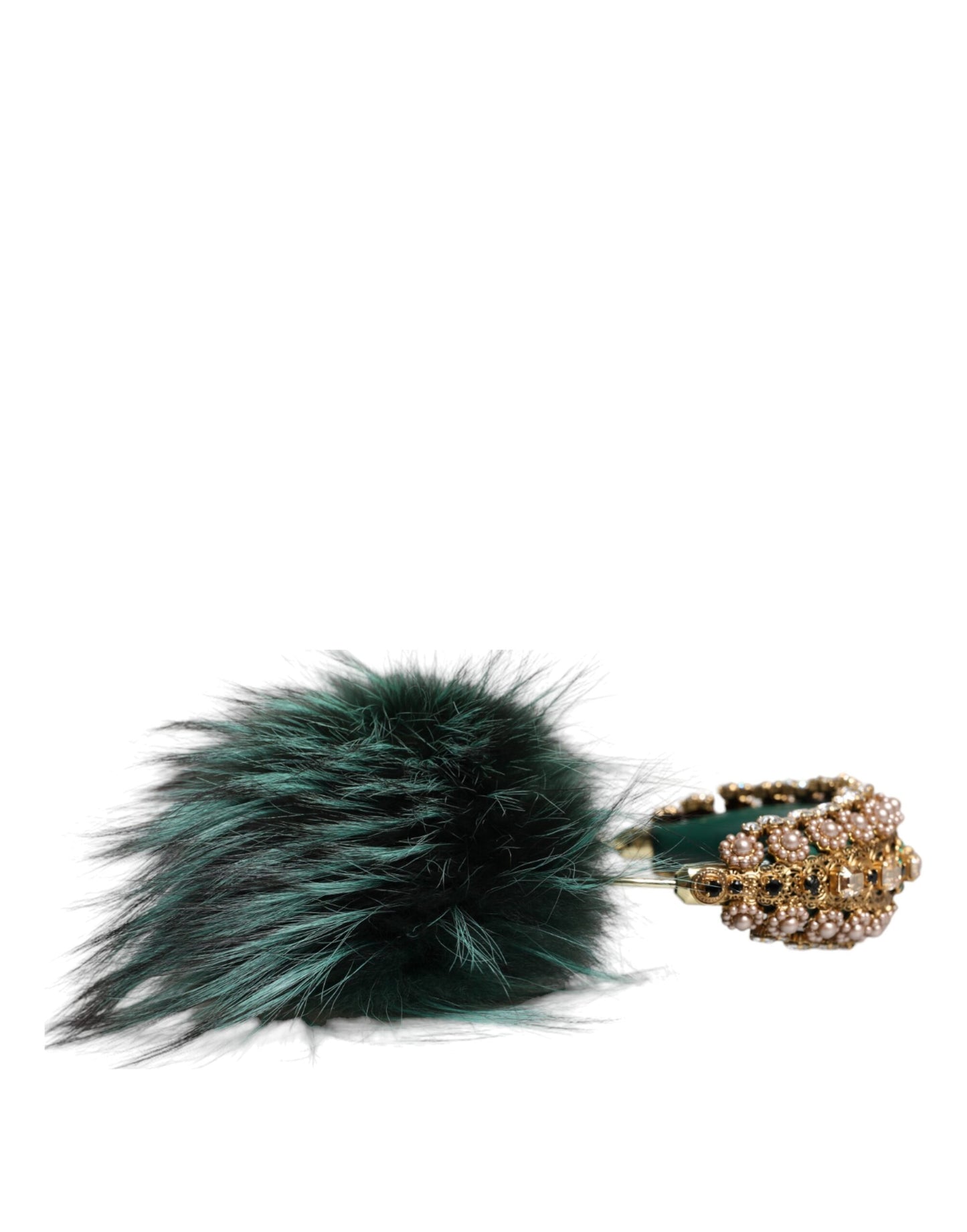 Dolce & Gabbana Auriculares de piel de cristal dorado verde Audio AUX Auriculares