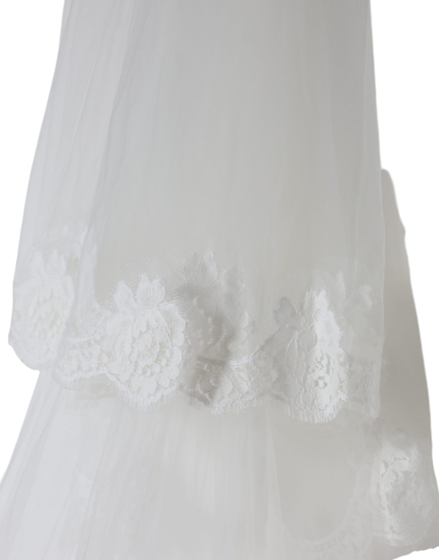 Dolce & Gabbana Velo de novia hasta el suelo de nailon con encaje floral blanco
