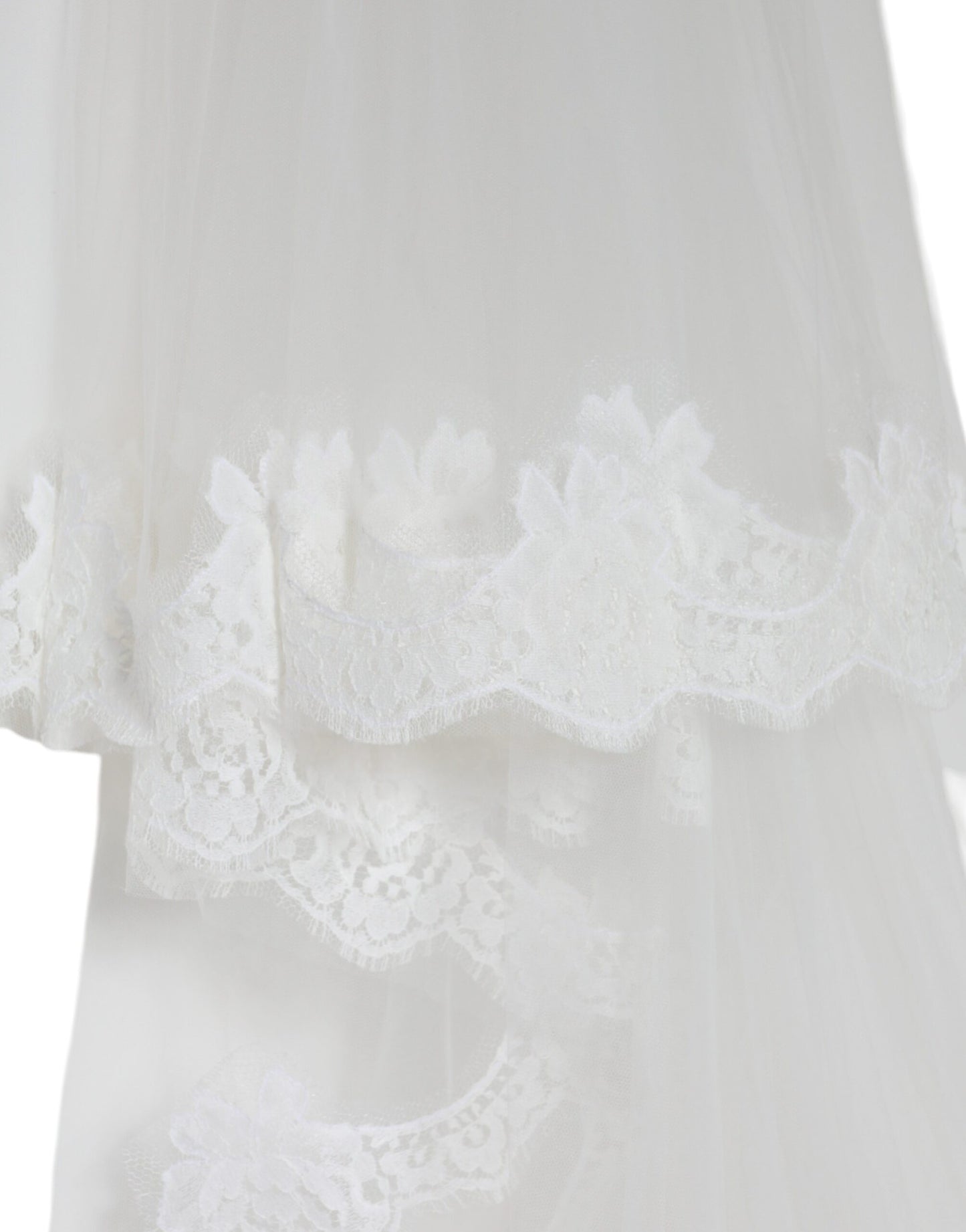 Dolce & Gabbana Velo de novia hasta el suelo de nailon con encaje floral blanco