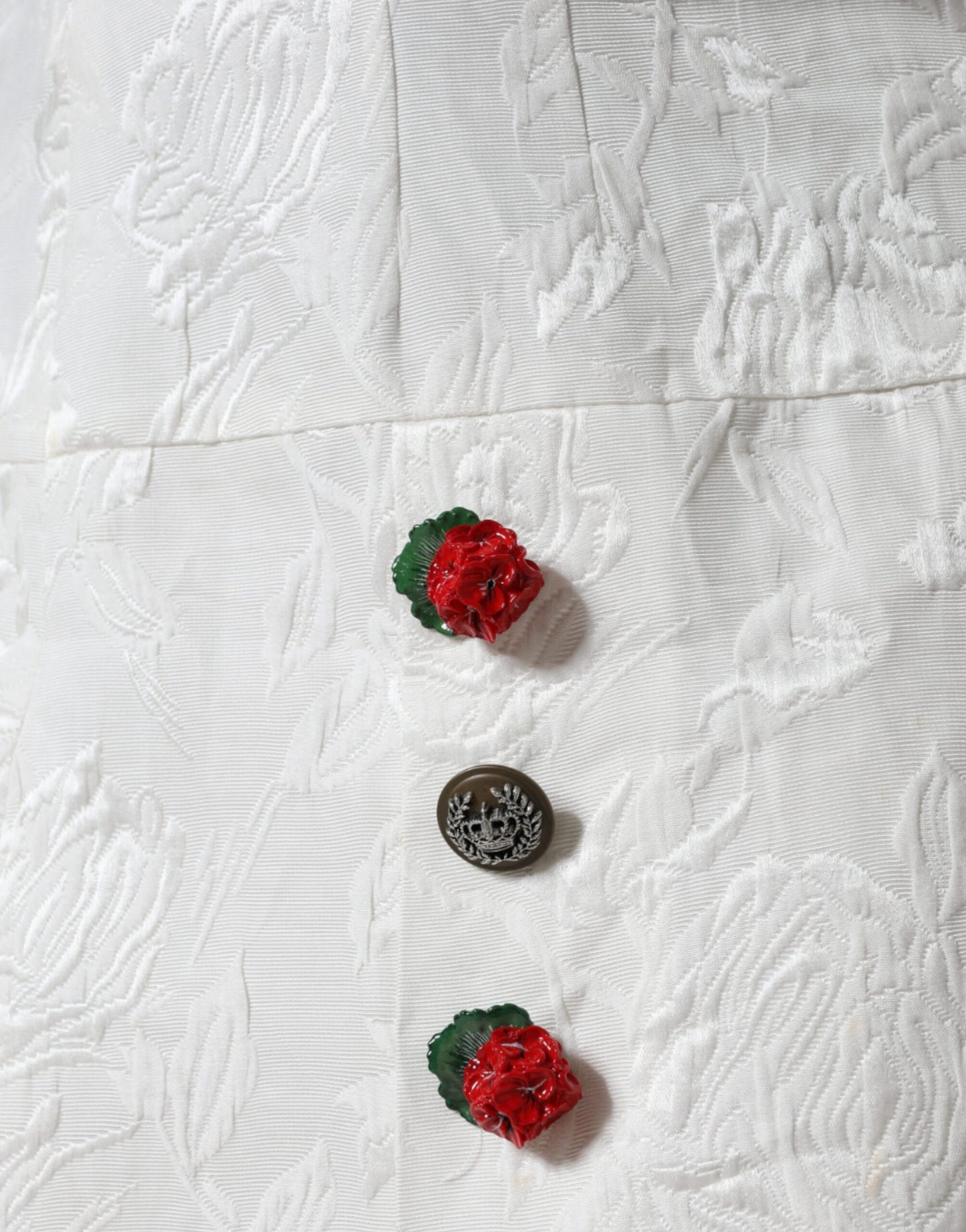 Dolce & Gabbana Minifalda con adornos de brocado floral blanco